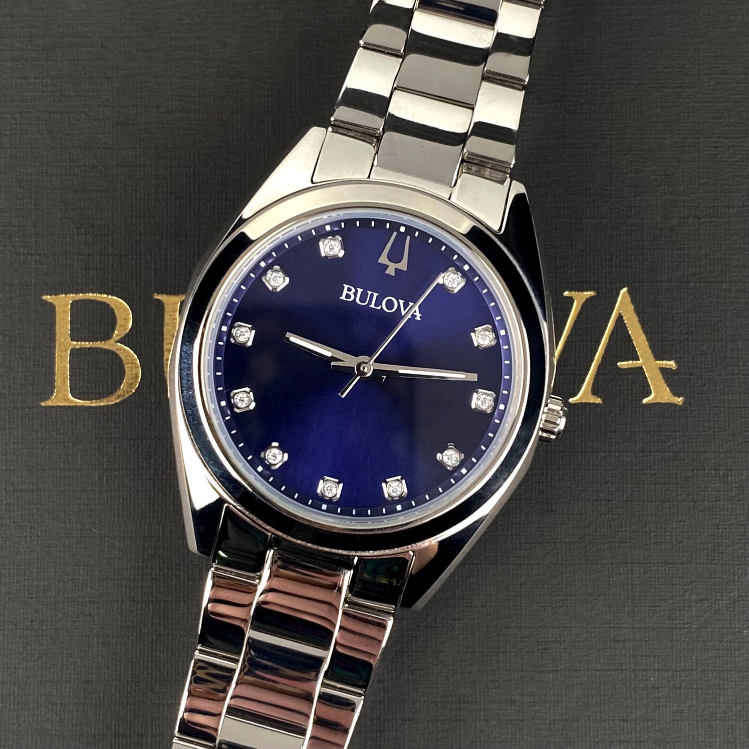 Bulova Women’s Watch Surveyor Diamond Blue Dial Stainless Steel Strap 96P229