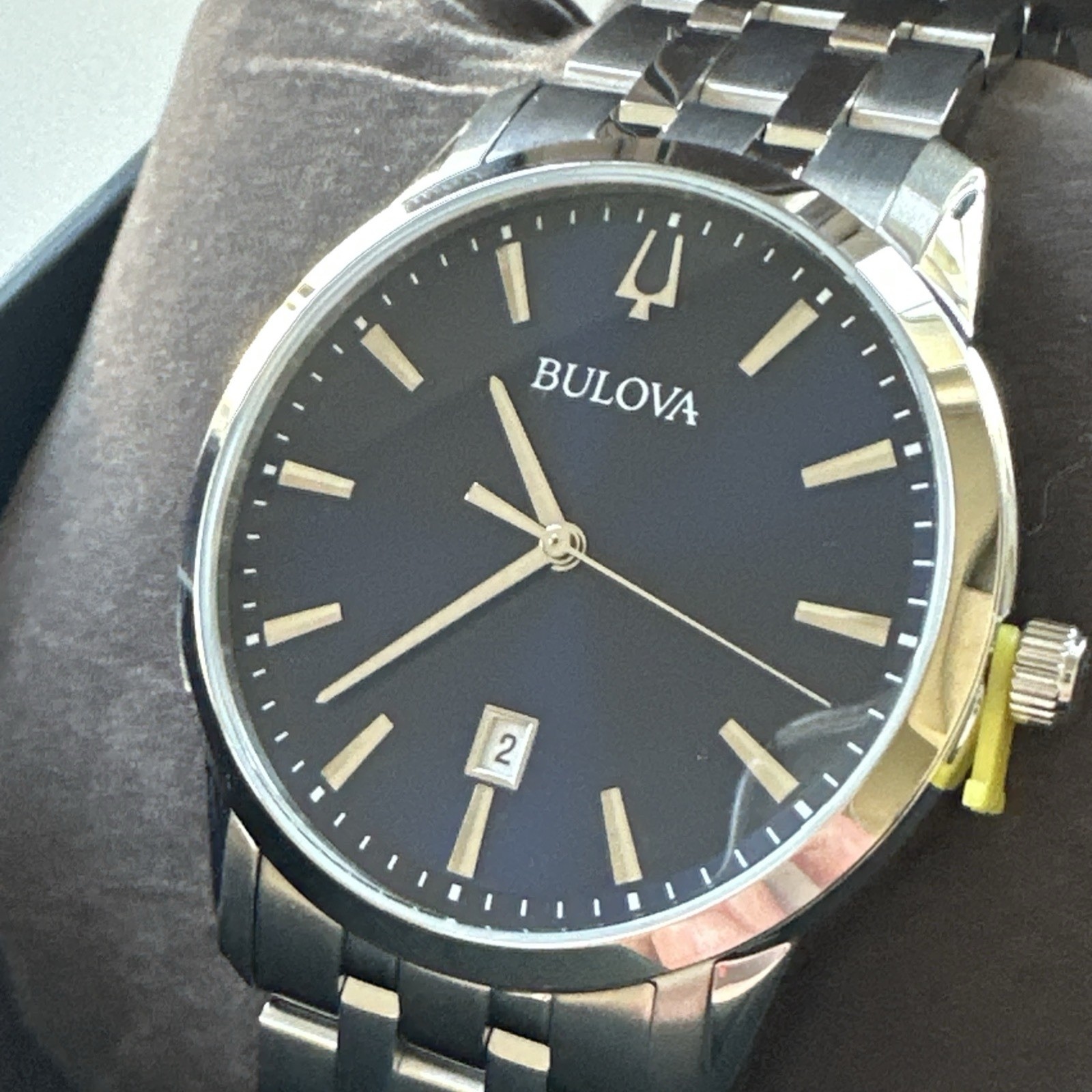 Bulova Sutton Men’s Quartz Silver Date Display Blue Dial Watch 40mm 96B338