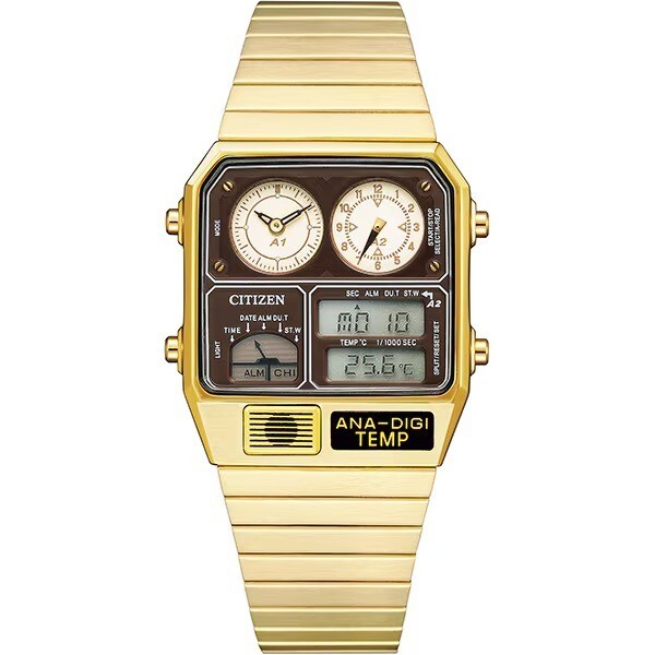 CITIZEN JG2103-72X Ana-Digi Temp Tsuno Chrono Pink Gold Retro Watch Japan