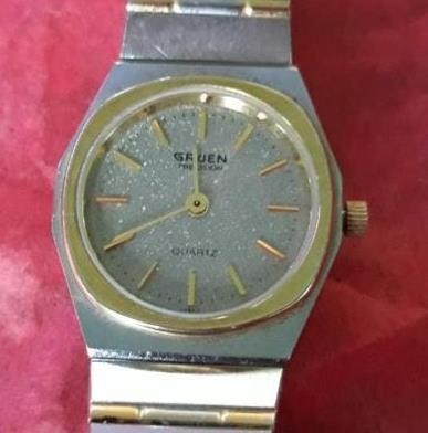 Gruen Precision Women’s Brushed Stainless Steel /Gold Speckled Face Quartz Watch