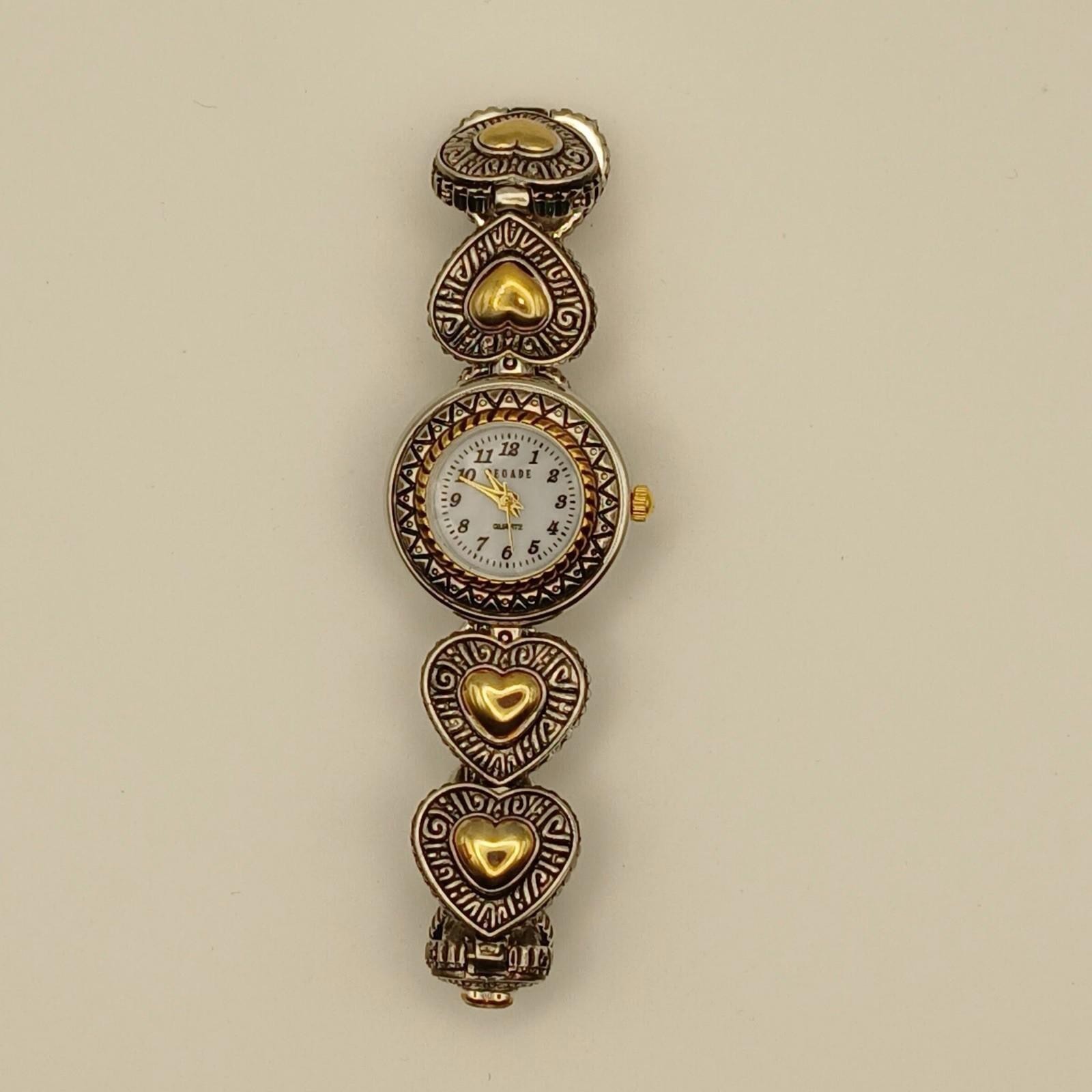 Decade Elegant Heart Detailed Bangle Women’s Watch in a two-tone