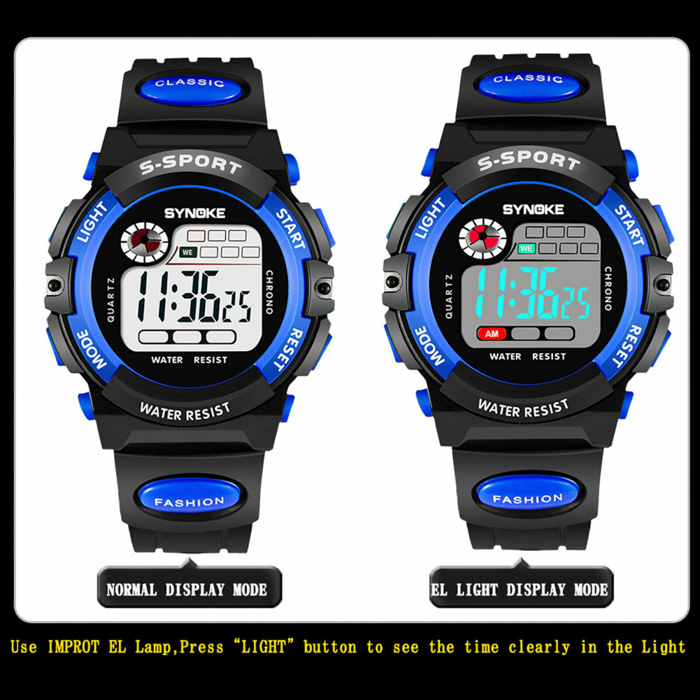 Child Boy Girl Kids Sports Digital Watch LED Wristwatch Waterproof Birthday Gift