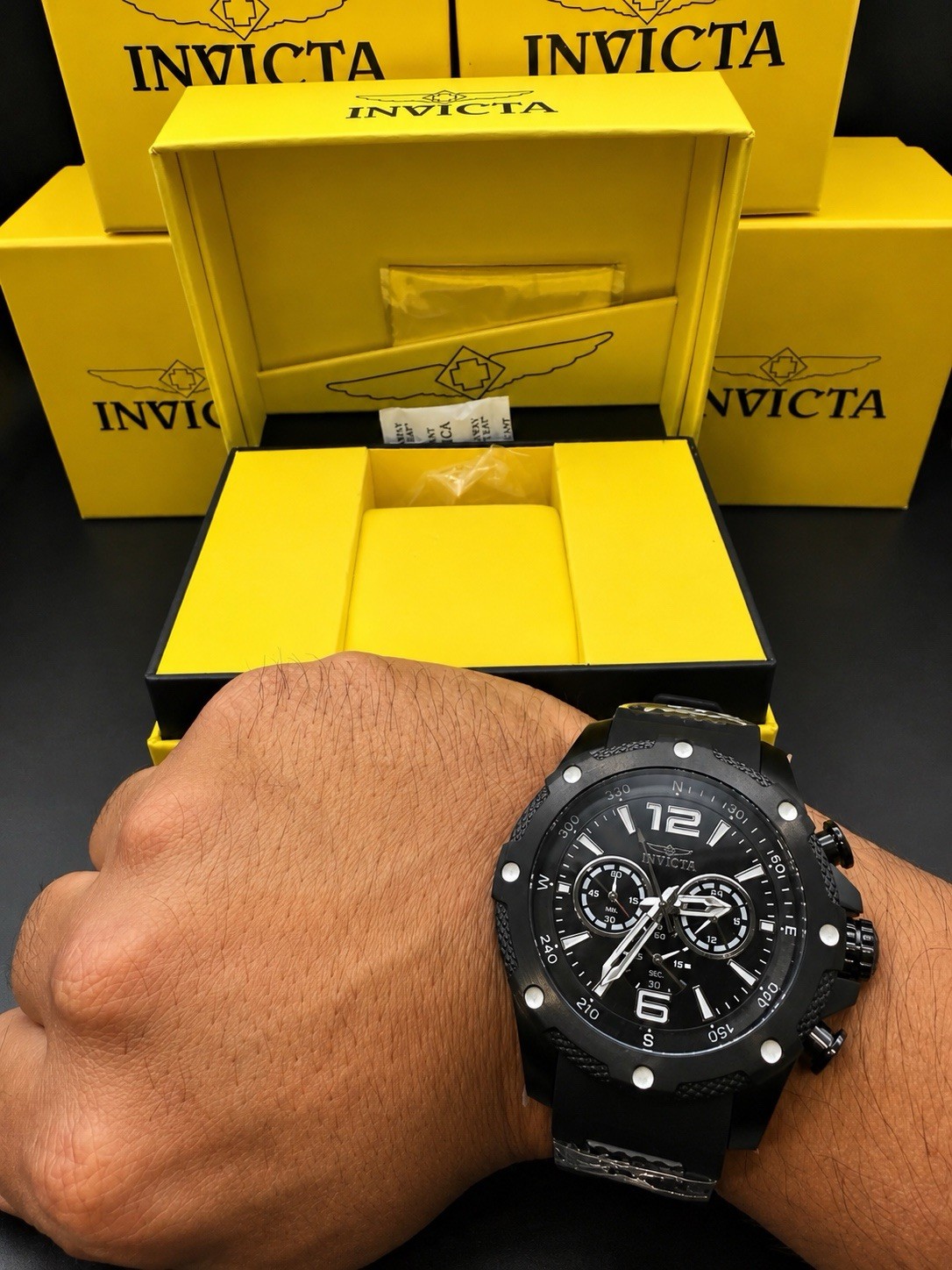 Invicta I-Force 50556 Men 50mm Black Steel Chronograph Watch Flame-Fusion New
