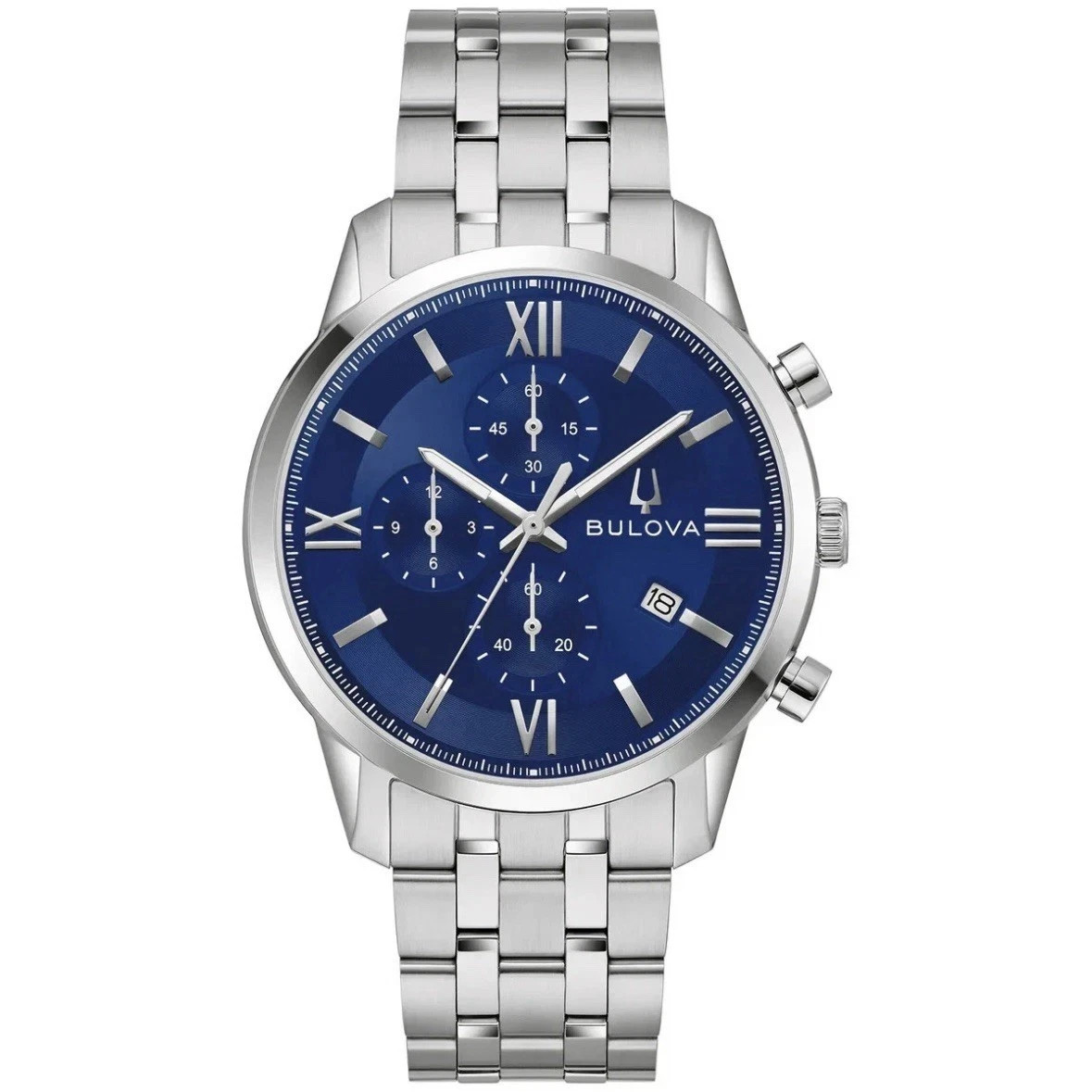 Bulova 96B476 Sutton Chronograph Blue Dial Stainless Steel Men’s Watch MSRP $259
