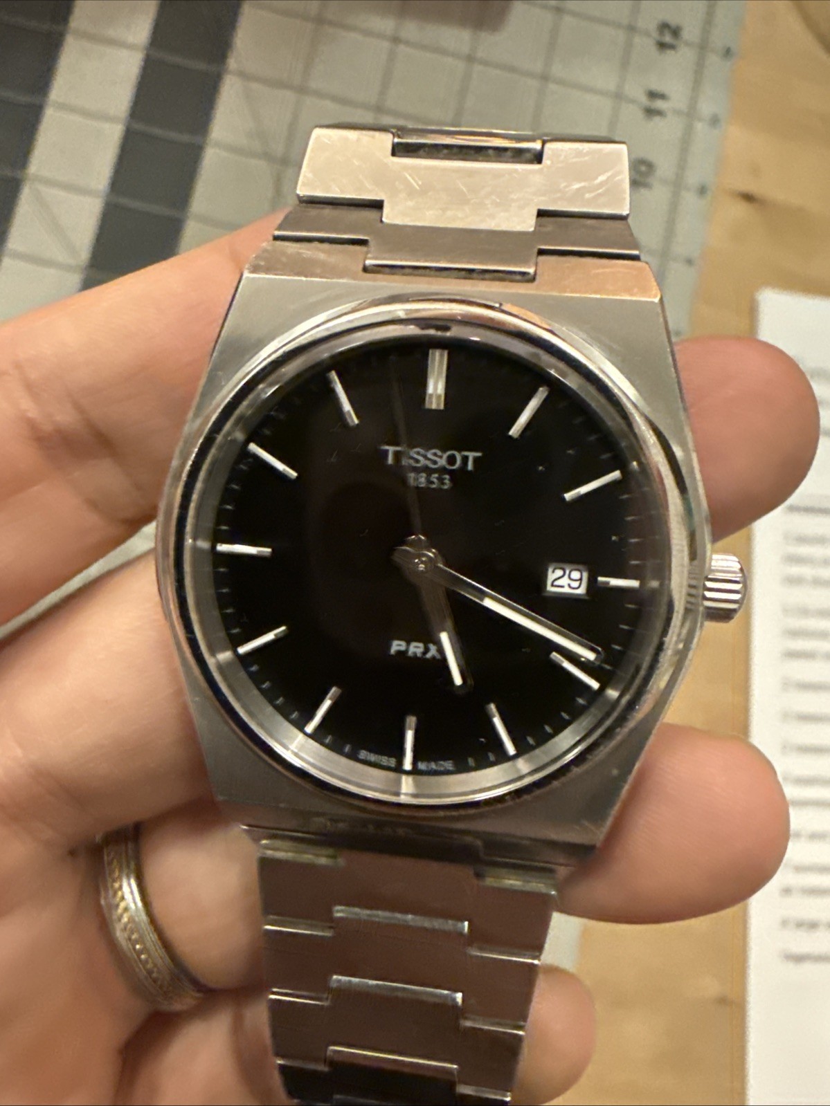 Tissot PRX 316L men’s dress watch with stainless steel case T137410A new battery