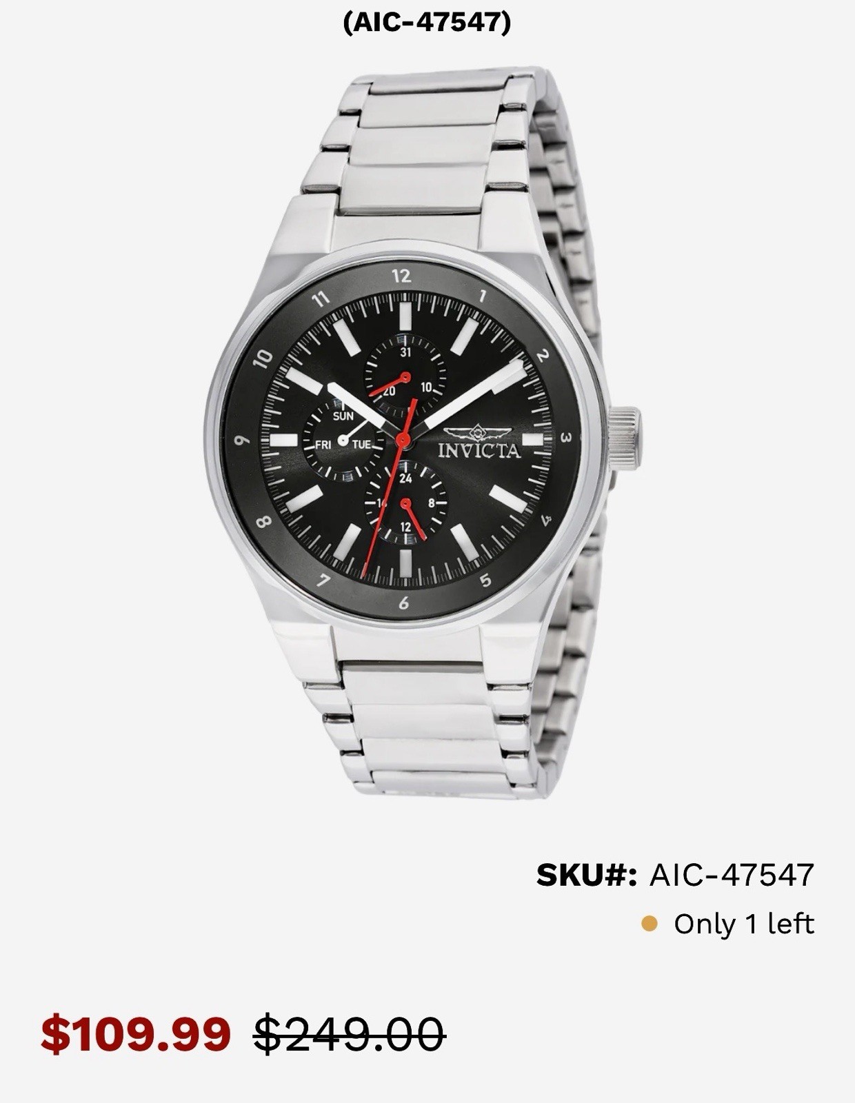 NEW! Invicta Racing Men’s Watch – 44mm. Steel (AIC-47547)