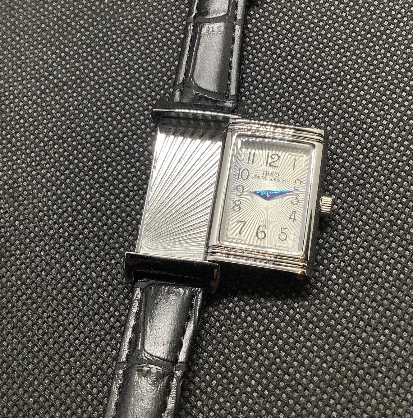Vintage Reverso Style Quartz Flip Dress Watch Square Slide Old Money 21mm Men
