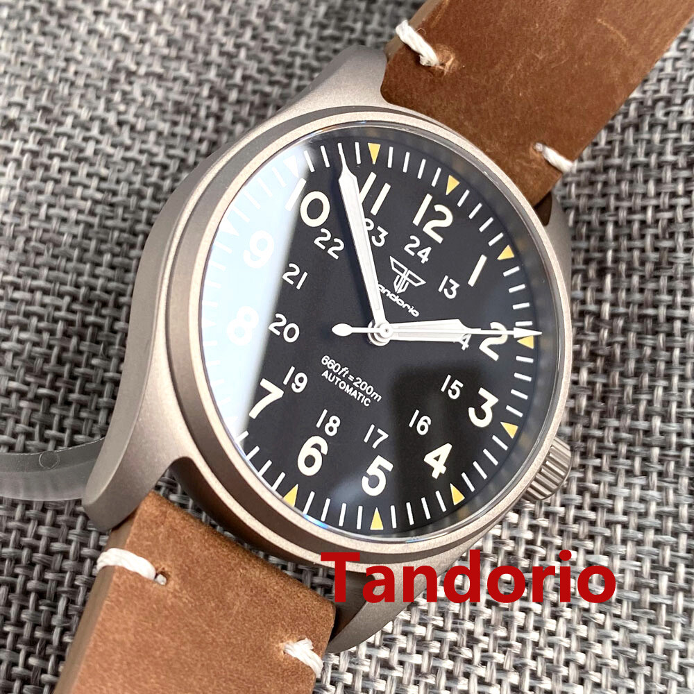 39mm Titanium Pilot Sapphire Glass 20ATM Diver NH35A PT5000 Automatic Men Watch