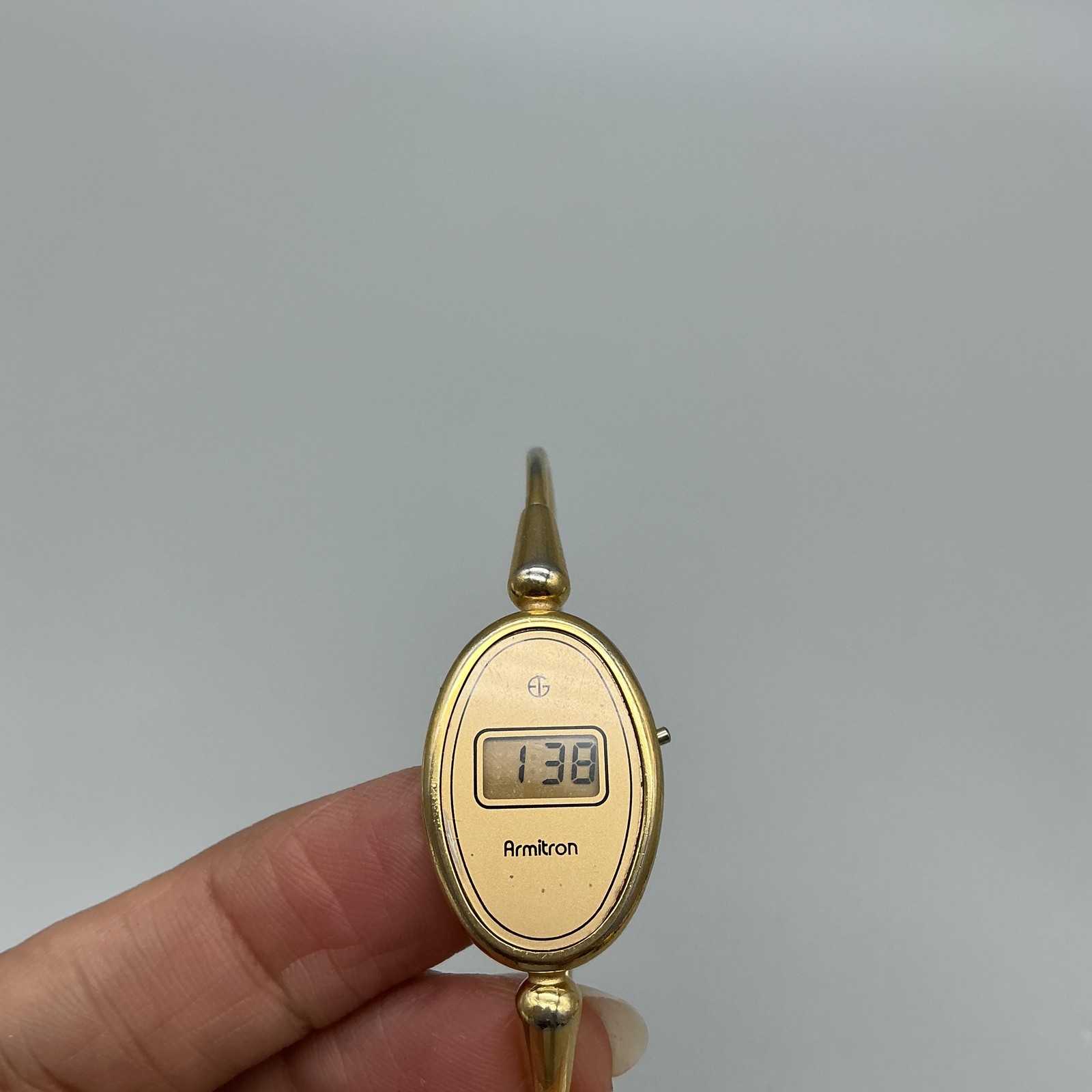 Vintage Armitron Womens Watch 18mm Gold Tone LCD Digital Bangle New Battery 6.5″
