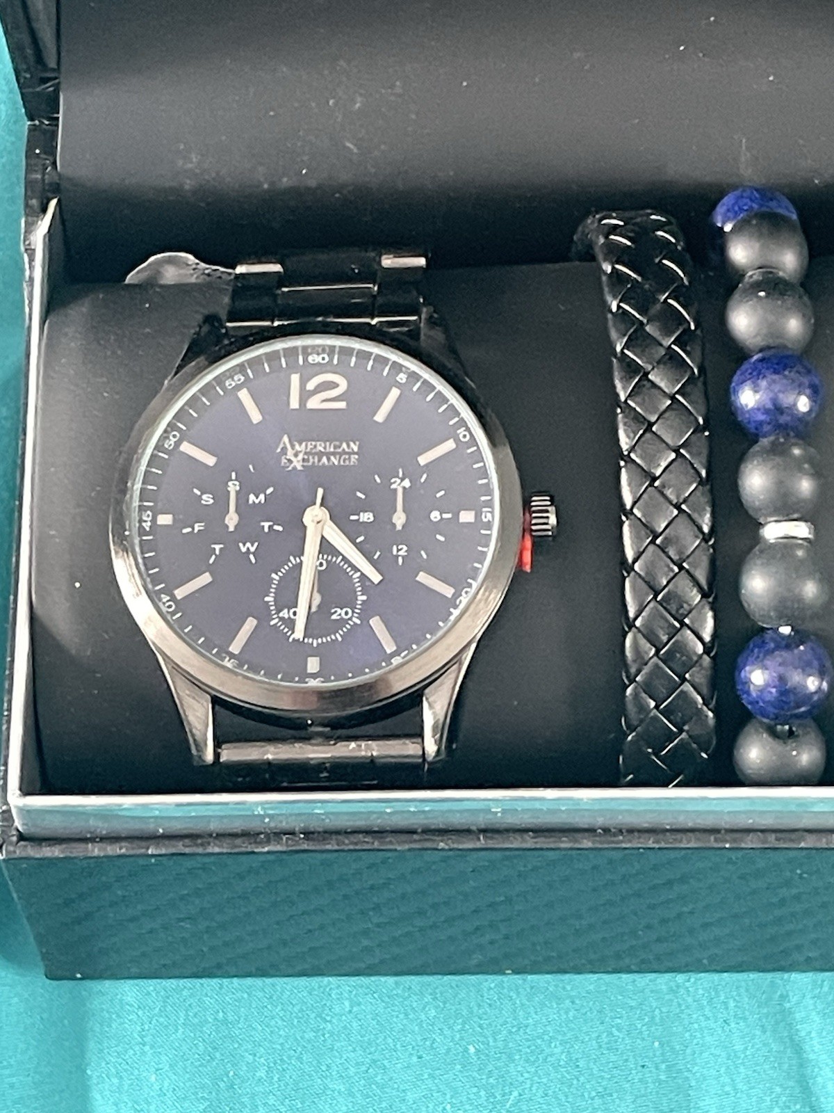 American Exchange Men’s Chronograph Watch & Bracelet Set – New in Box