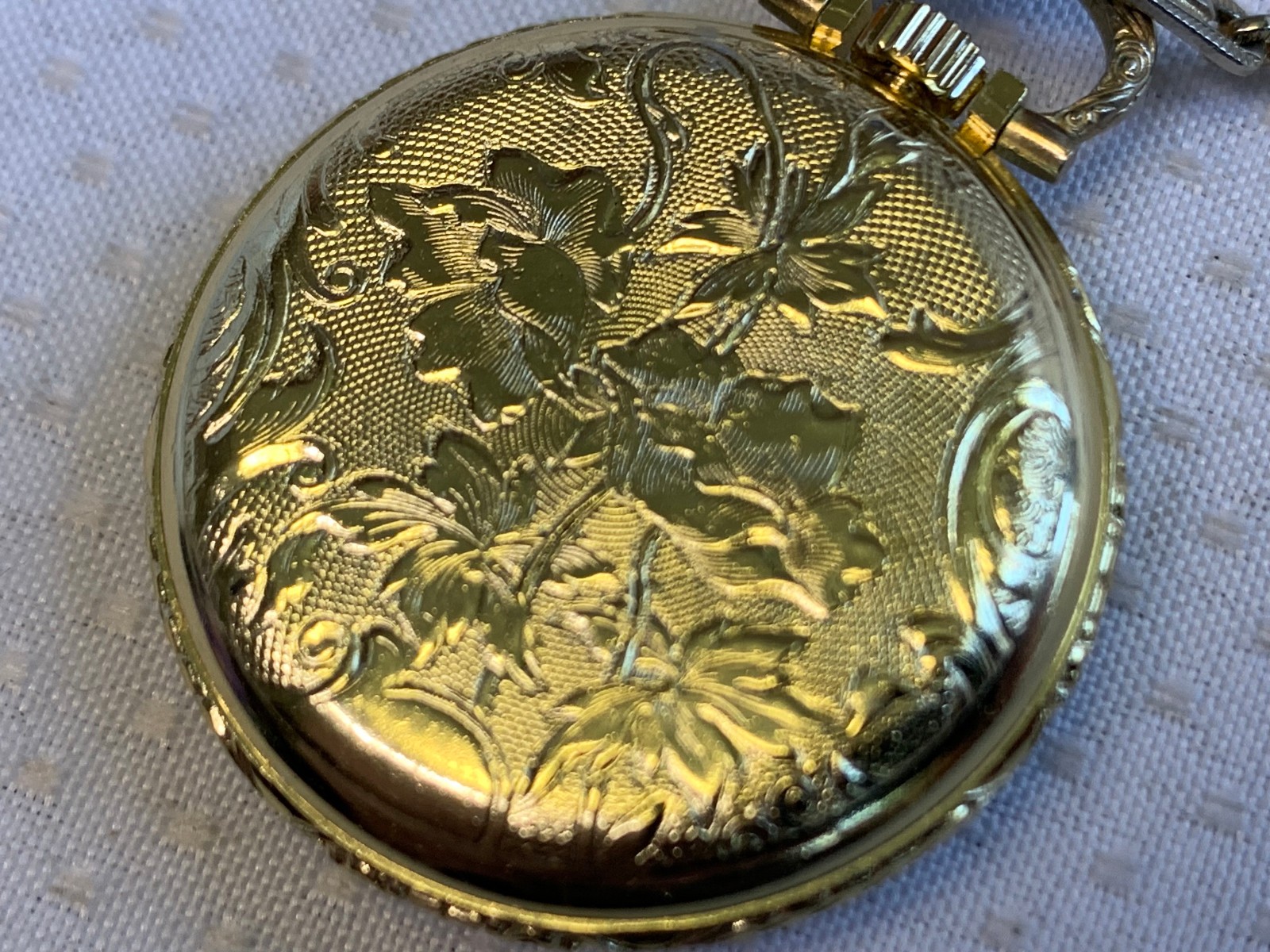 Vtg Taylor Jewelry Co Pocket Watch Pendant 24.5″ Necklace 1 Jewel Swiss *RUNS*