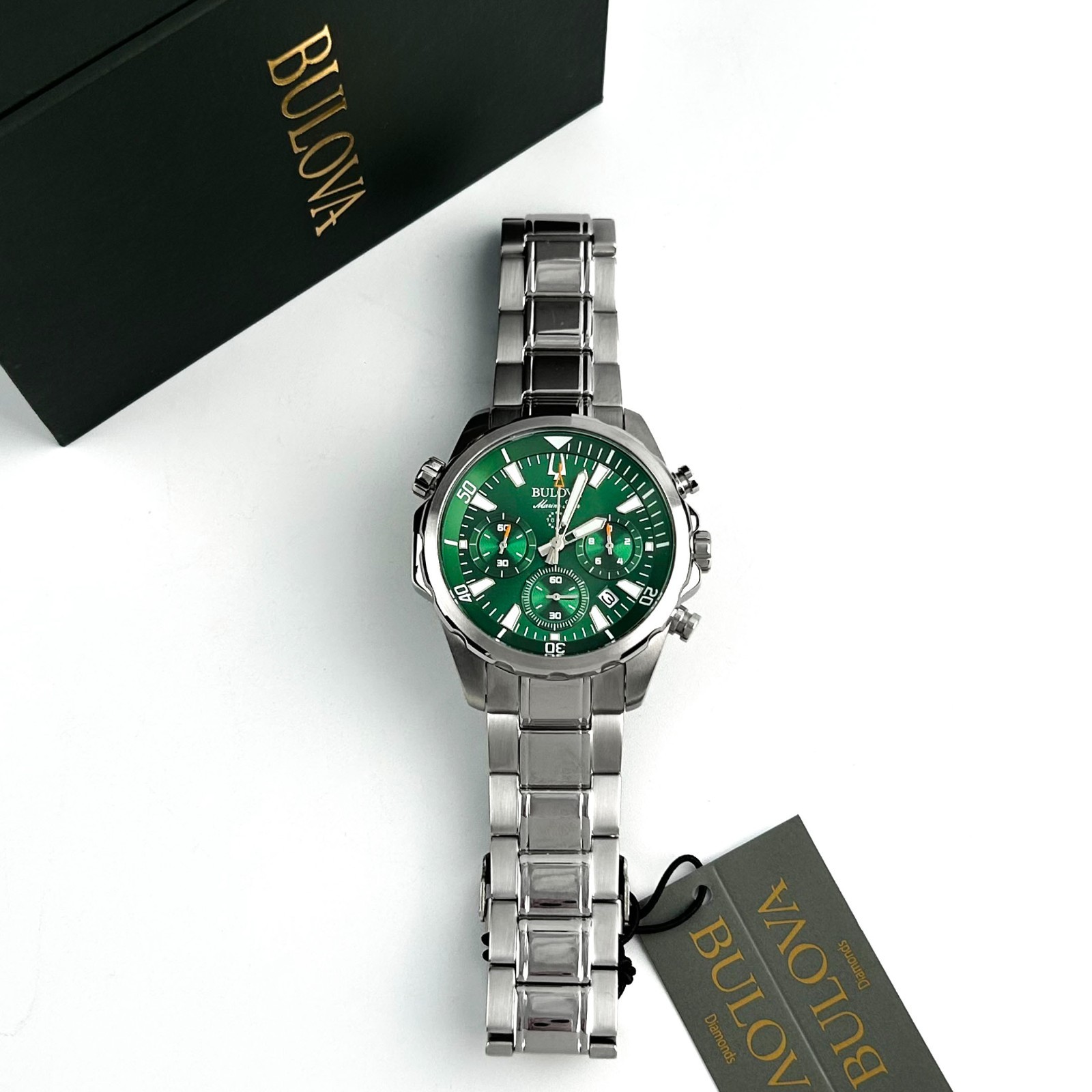 Bulova Classic Marine Star Green Dial Chronograph 96B396 Men’s Quartz Watch