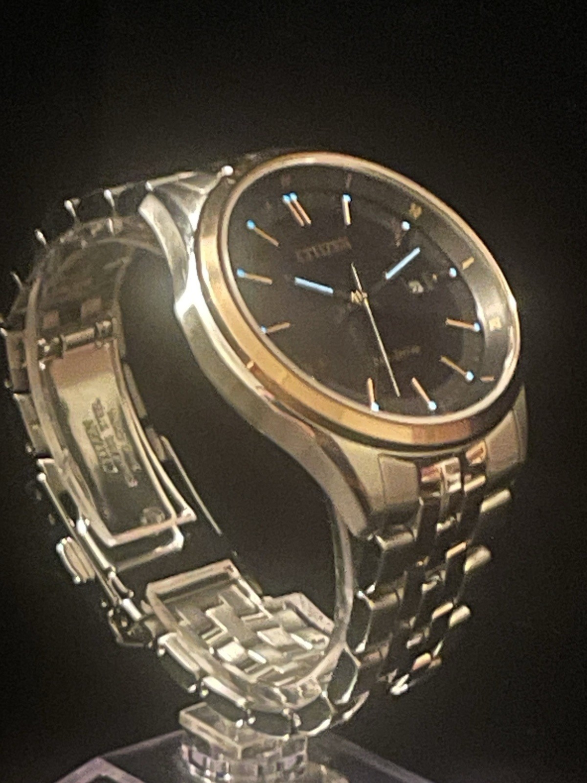 Citizen Eco-Drive Sapphire Black Dial Rose Gold Mens Watch 8010-S010086 Box 41mm