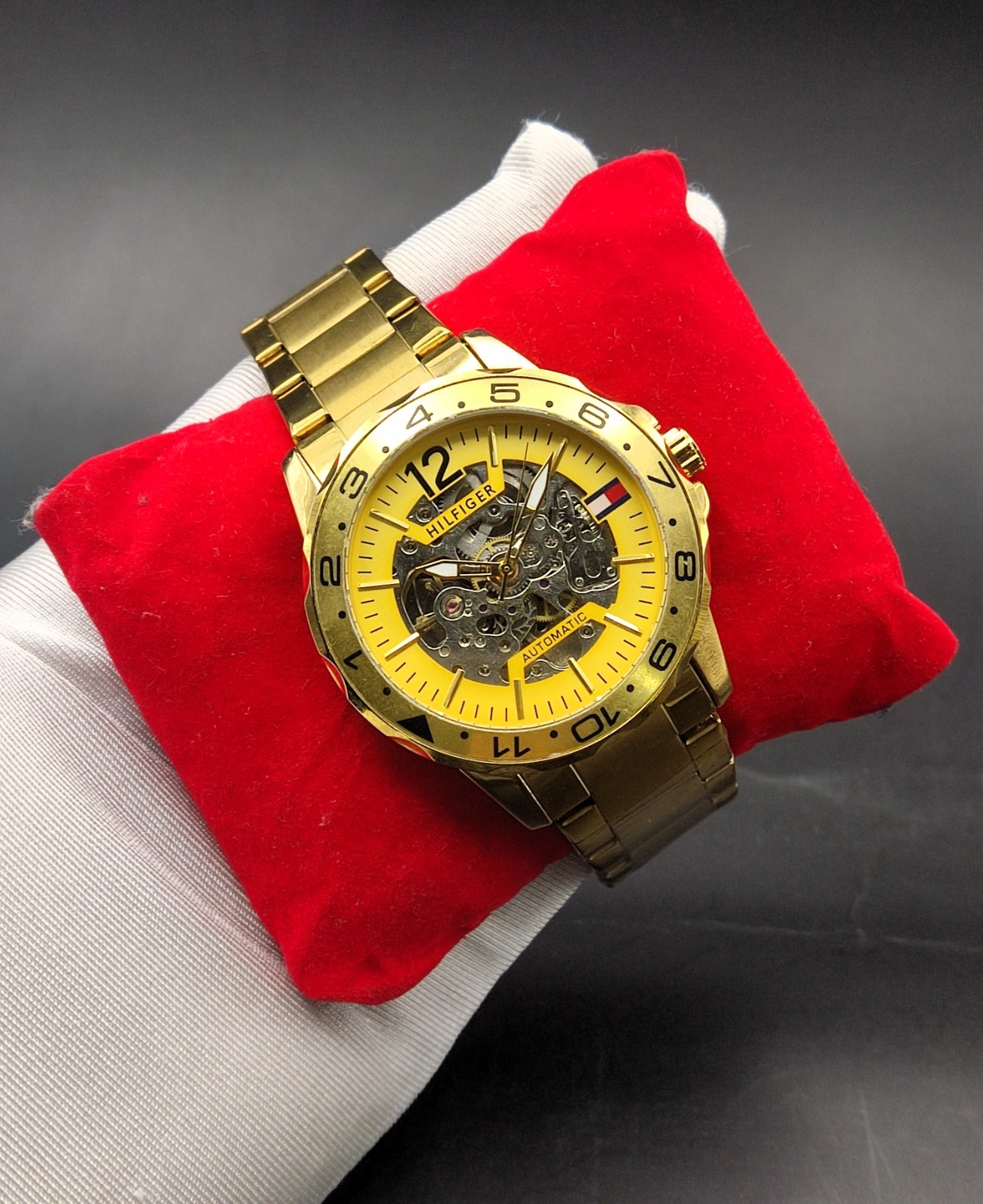 #Refurbished Amazing Tommy Hilfiger Automatic Yellow Dial Men’s Wrist Watch