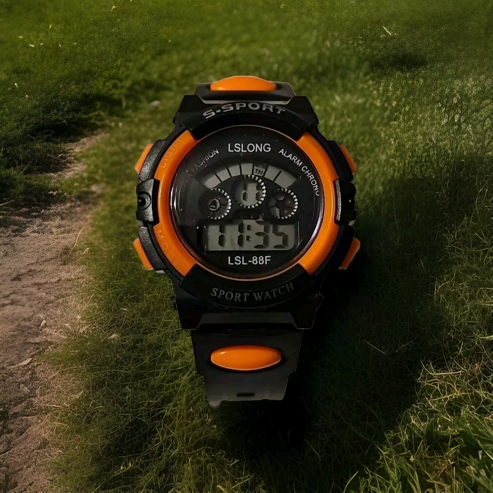 Unisex Multifunction S-Sport Electronic Digital Black and Orange Sports Watch