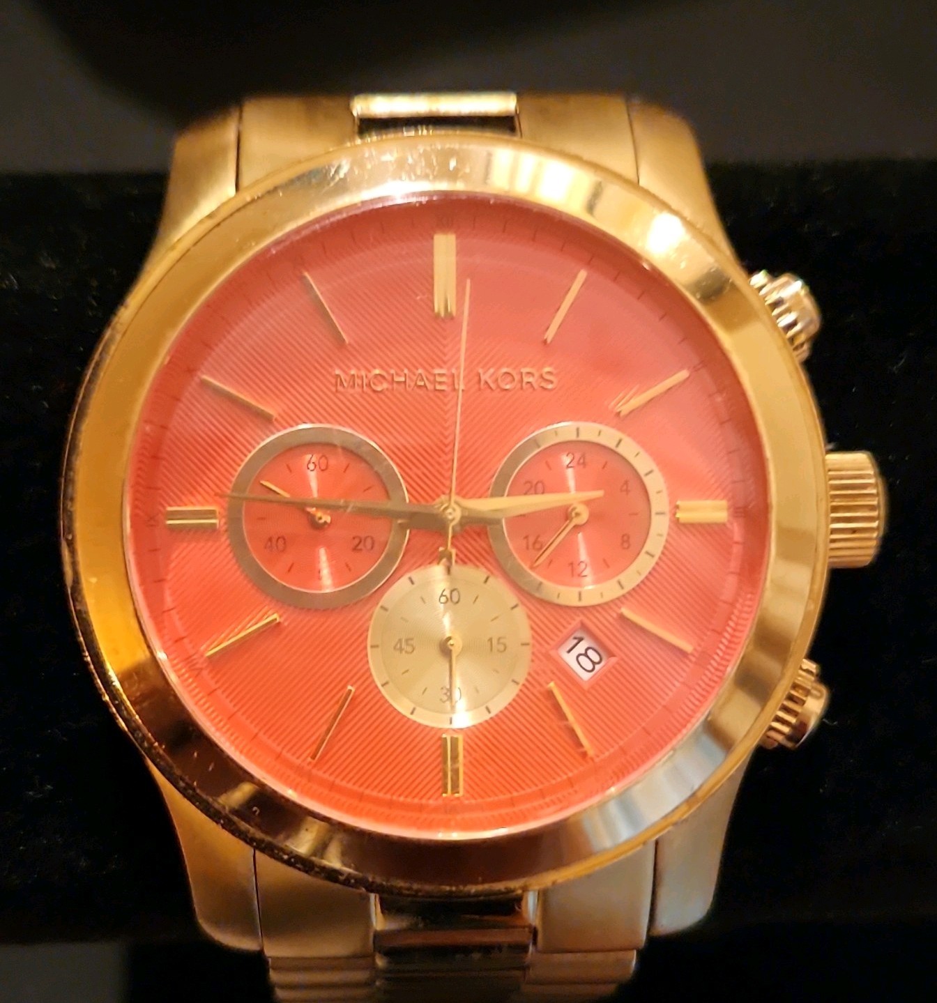 Michael Kors MK-5930 Quartz Chronograph Date Gold-Tone Bracelet RUNNING