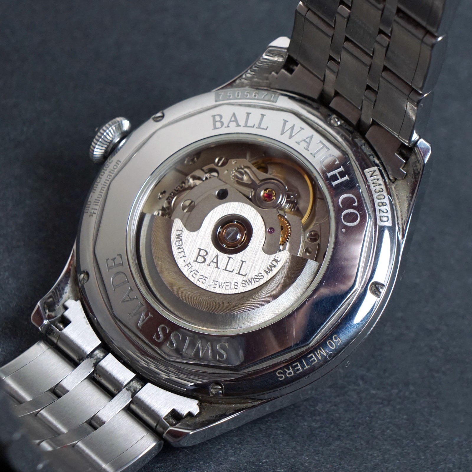 Ball Trainmaster Moon Phase Stainless Steel Blue Dial Watch, Box & Papers