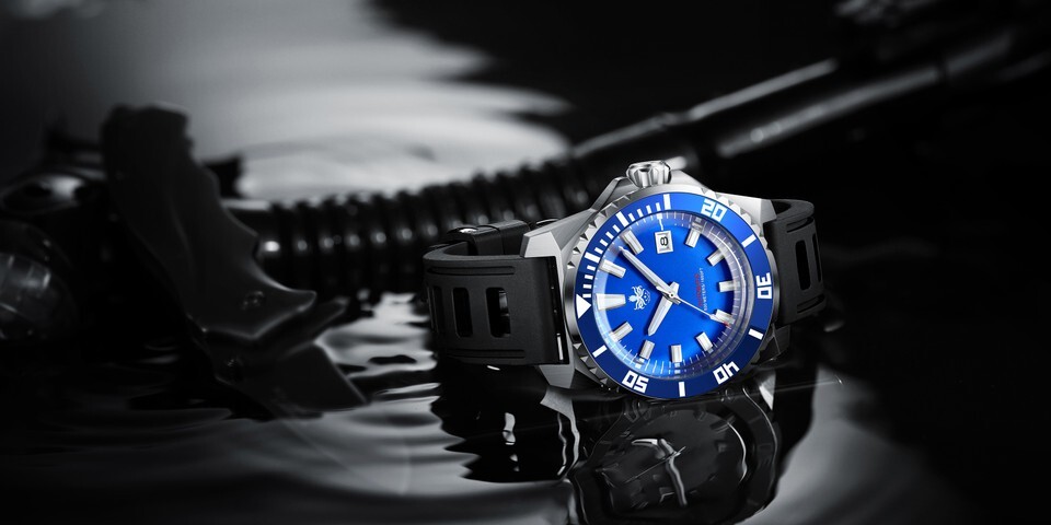 PHOIBOS Leviathan PY032B Diver Blue Rubber 500M Water Resistant Men’s Watch