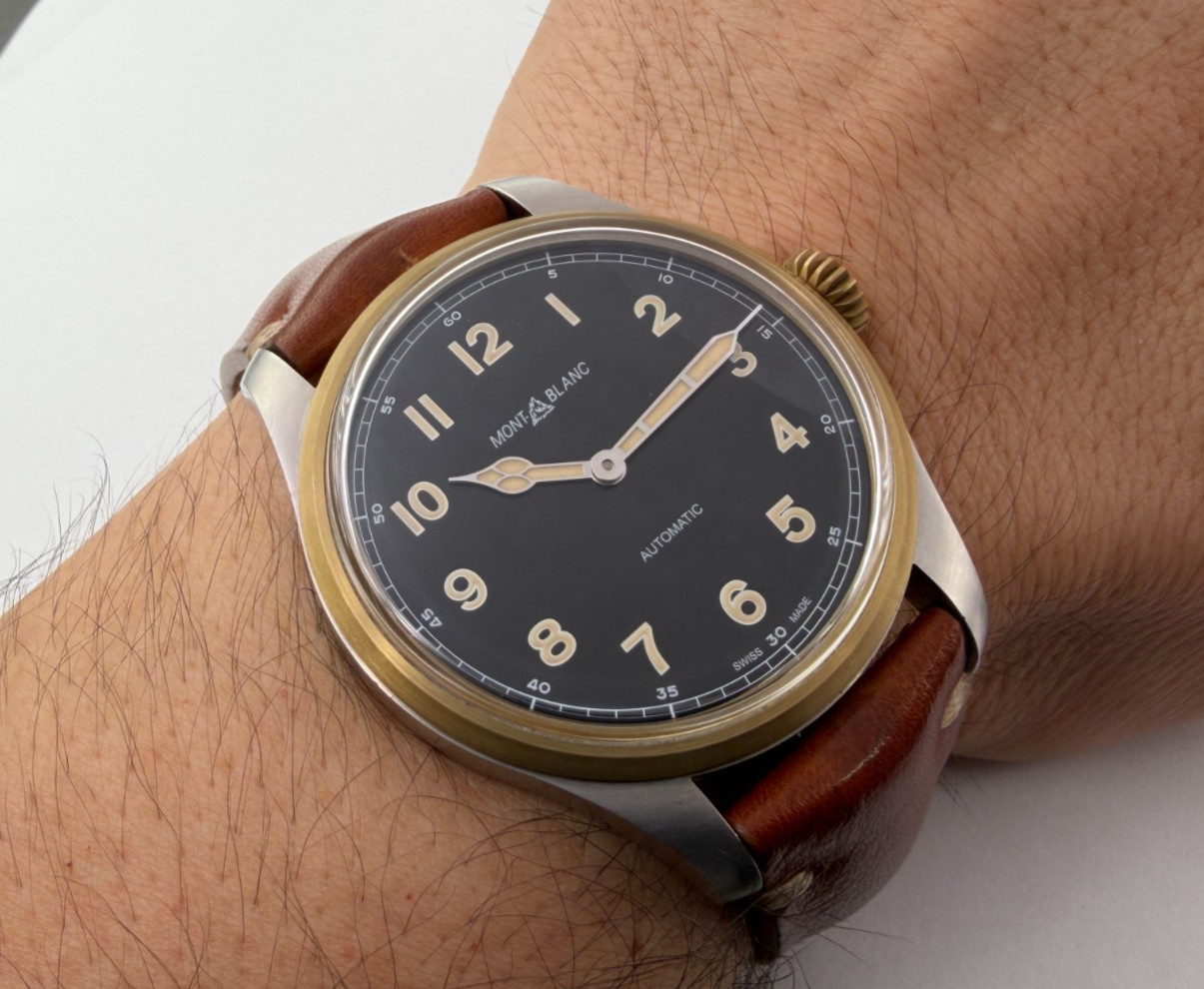 MONTBLANC 1858 Minerva Villeret Ref. 7419 Automatic Steel/Bronze SERVICED 44 mm