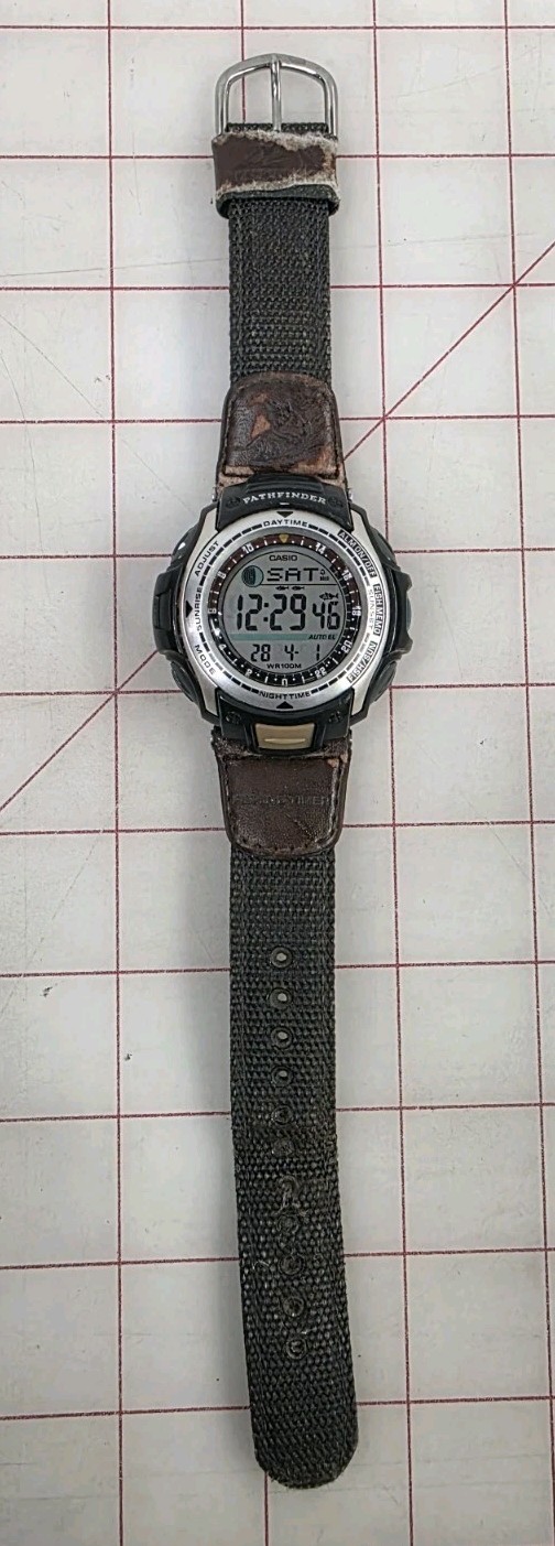 Casio Pathfinder PAS 400B Fishing Timer 100M Alarm Watch New Battery Mens USA WR