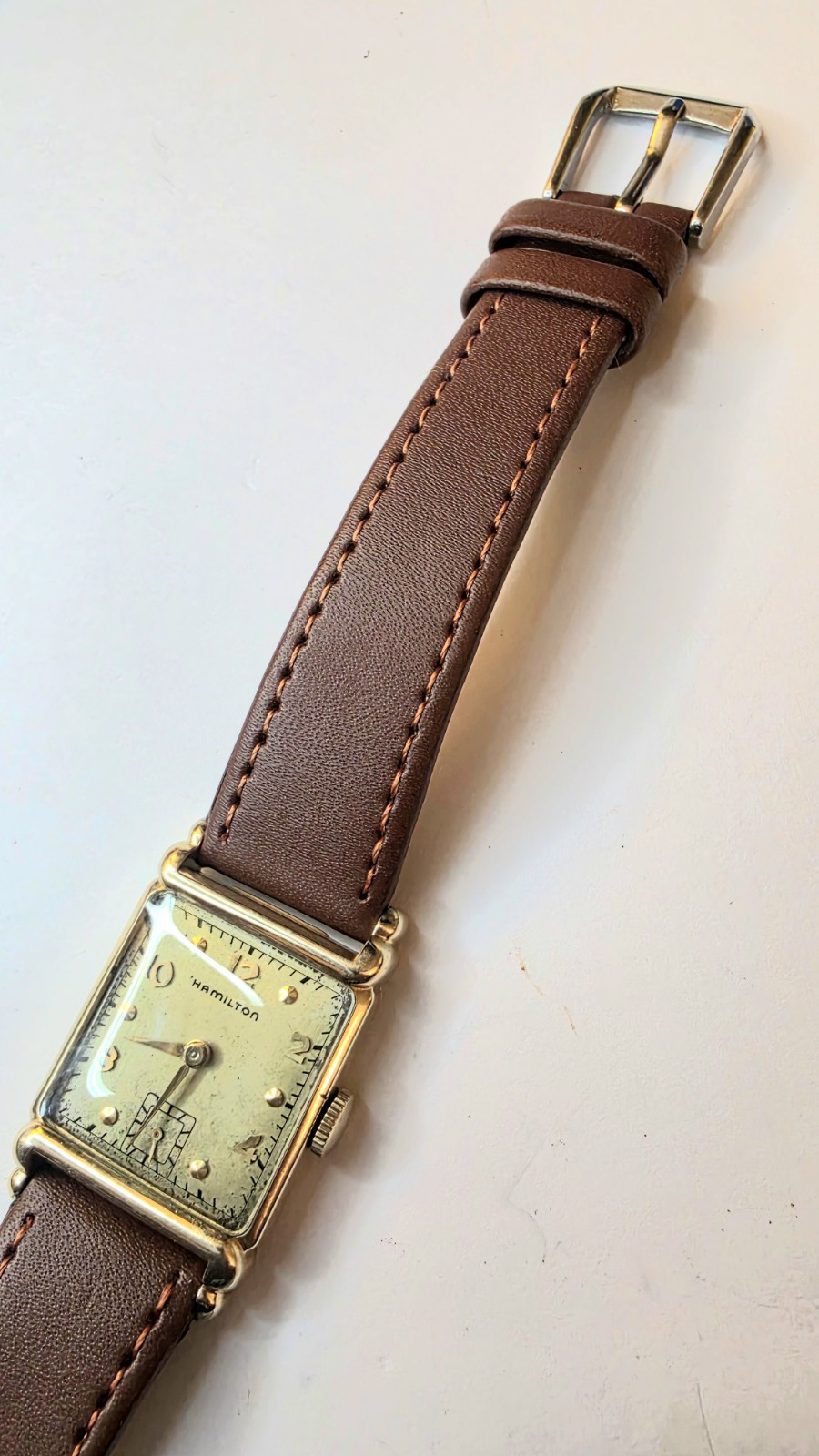 Vintage 1940s Hamilton Milton Art Deco Tank Watch – 14K Gold Filled – Caliber 98