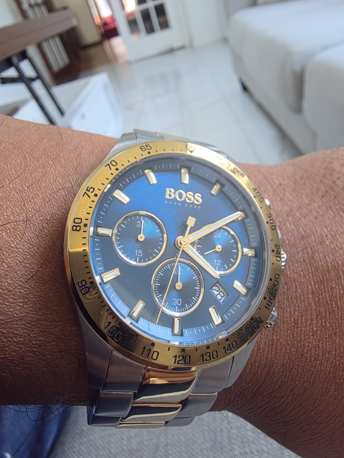 HUGO BOSS Steel Men’s Chronograph Watch – Gold/Blue Dial 1513340