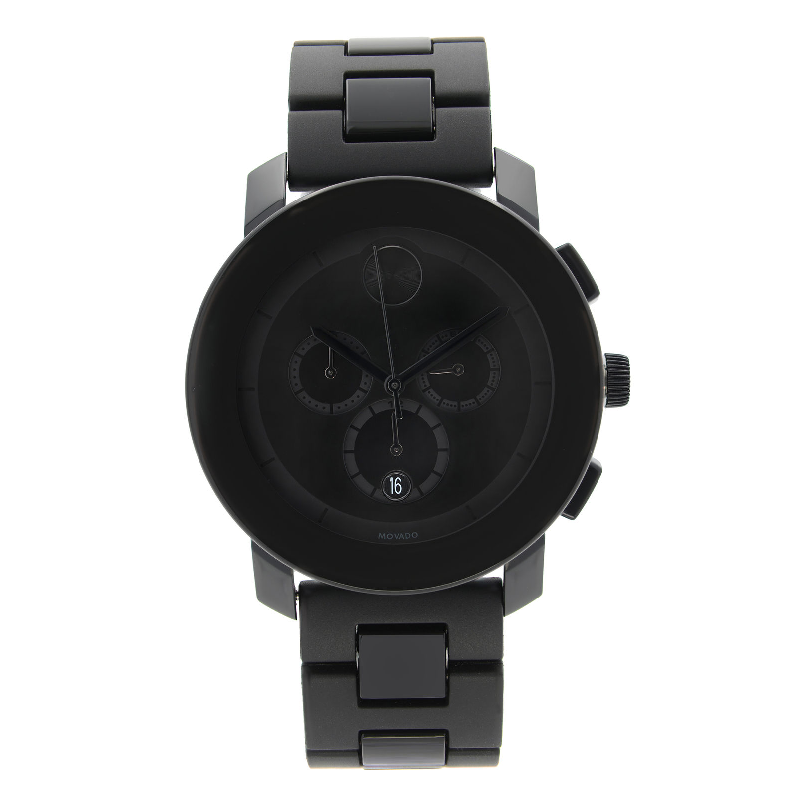 Movado Bold 43mm Steel Plastic Resin Black Dial Quartz Mens Watch 3600048
