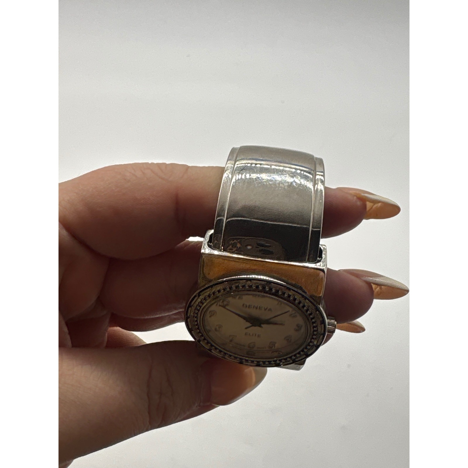 Geneva Elite Womens Two Tone Silver Gold Bracelet Cuff Watch #890 Japan Movt