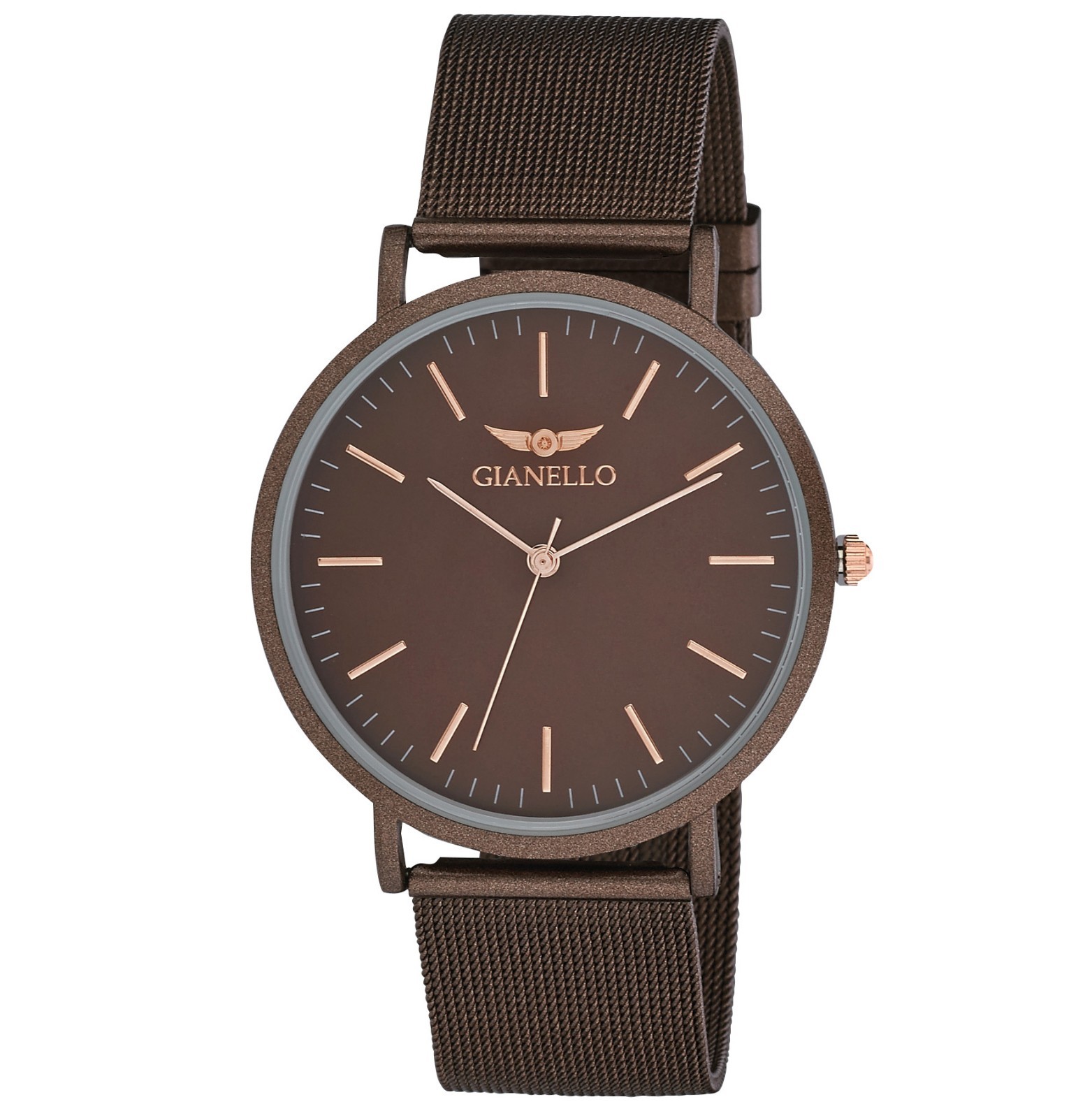 Gianello 41mm Stainless Steel Slim Case Mesh Bracelet Watch
