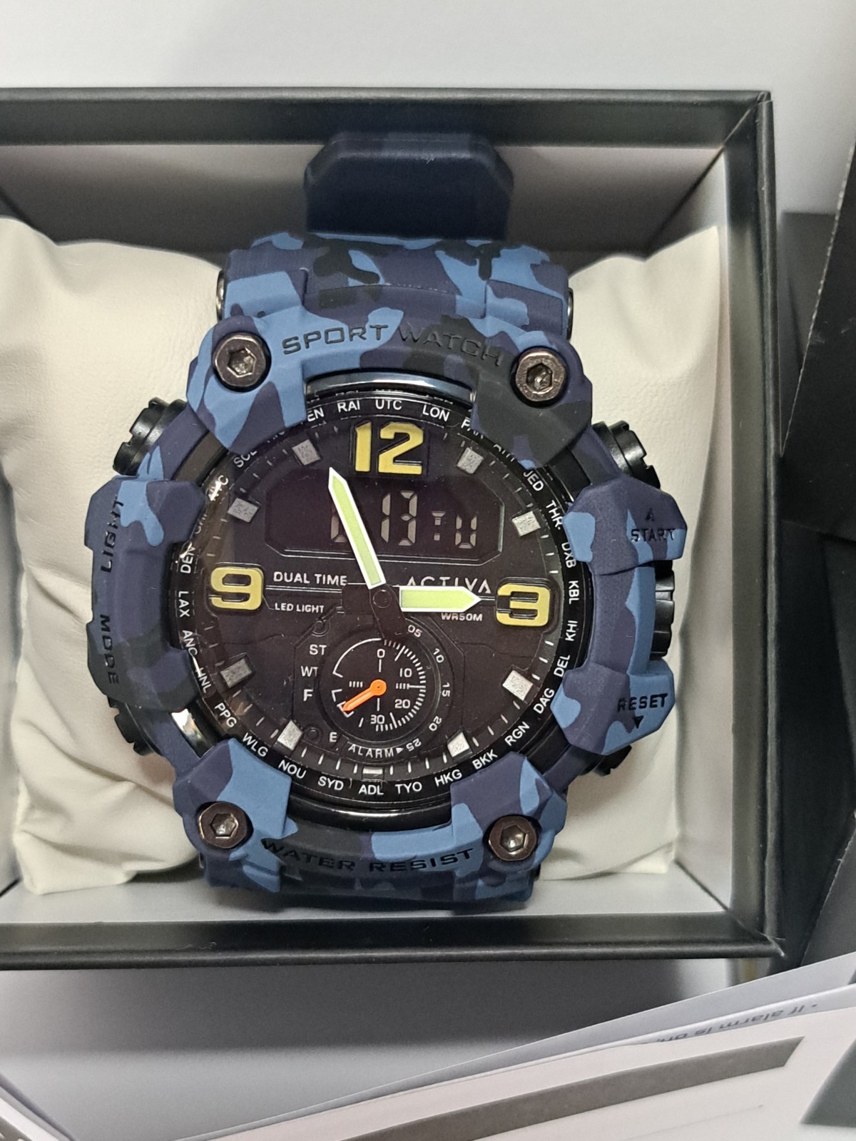 Activa X by Invicta Black Ops Digital Men’s Watch Camo/Blue 56mm 50m w/r NIB
