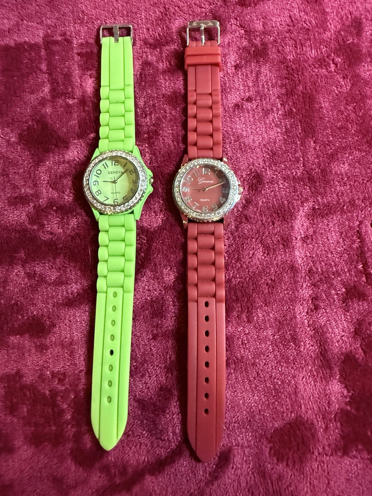 Two Women’s Geneva Wristwatches with Silicone/jelly Bands. Tested New Batteries