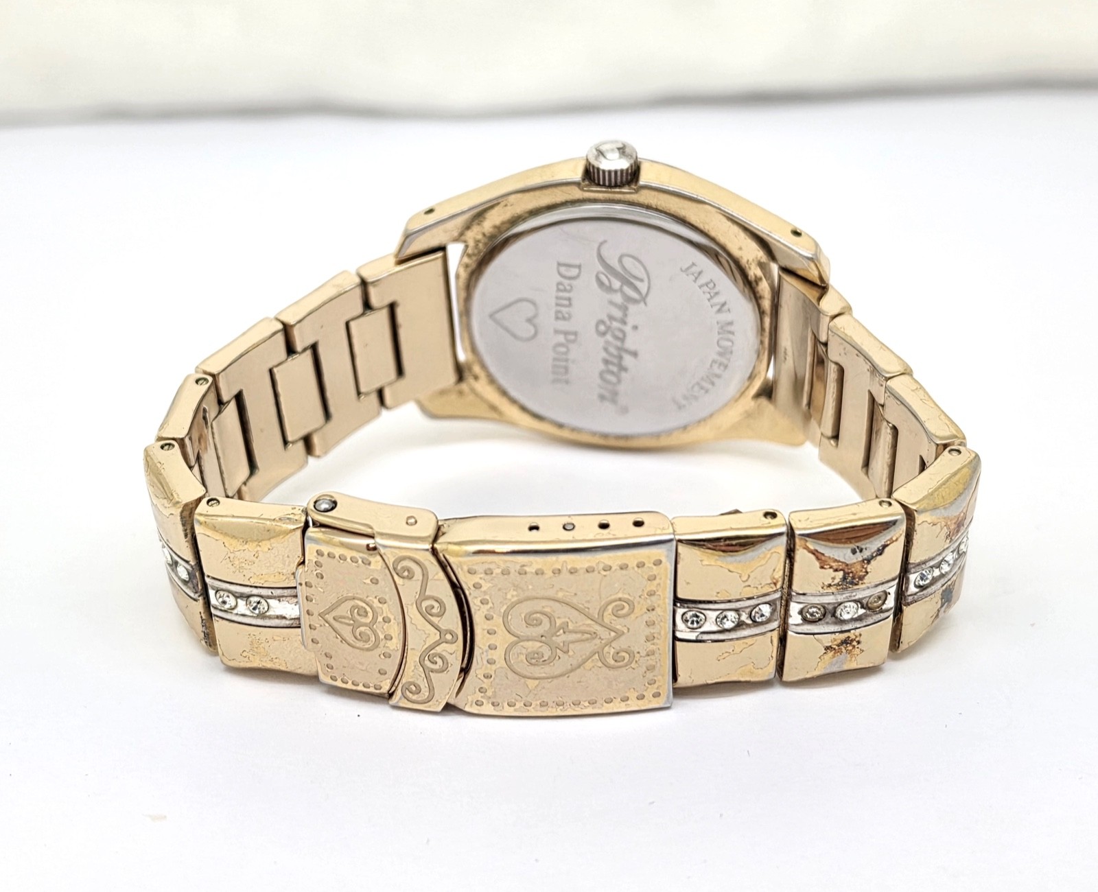 BRIGHTON DANA POINT GOLD TONE CRYSTAL WRISTWATCH, SERVICED,RUNS,VERY GOOD