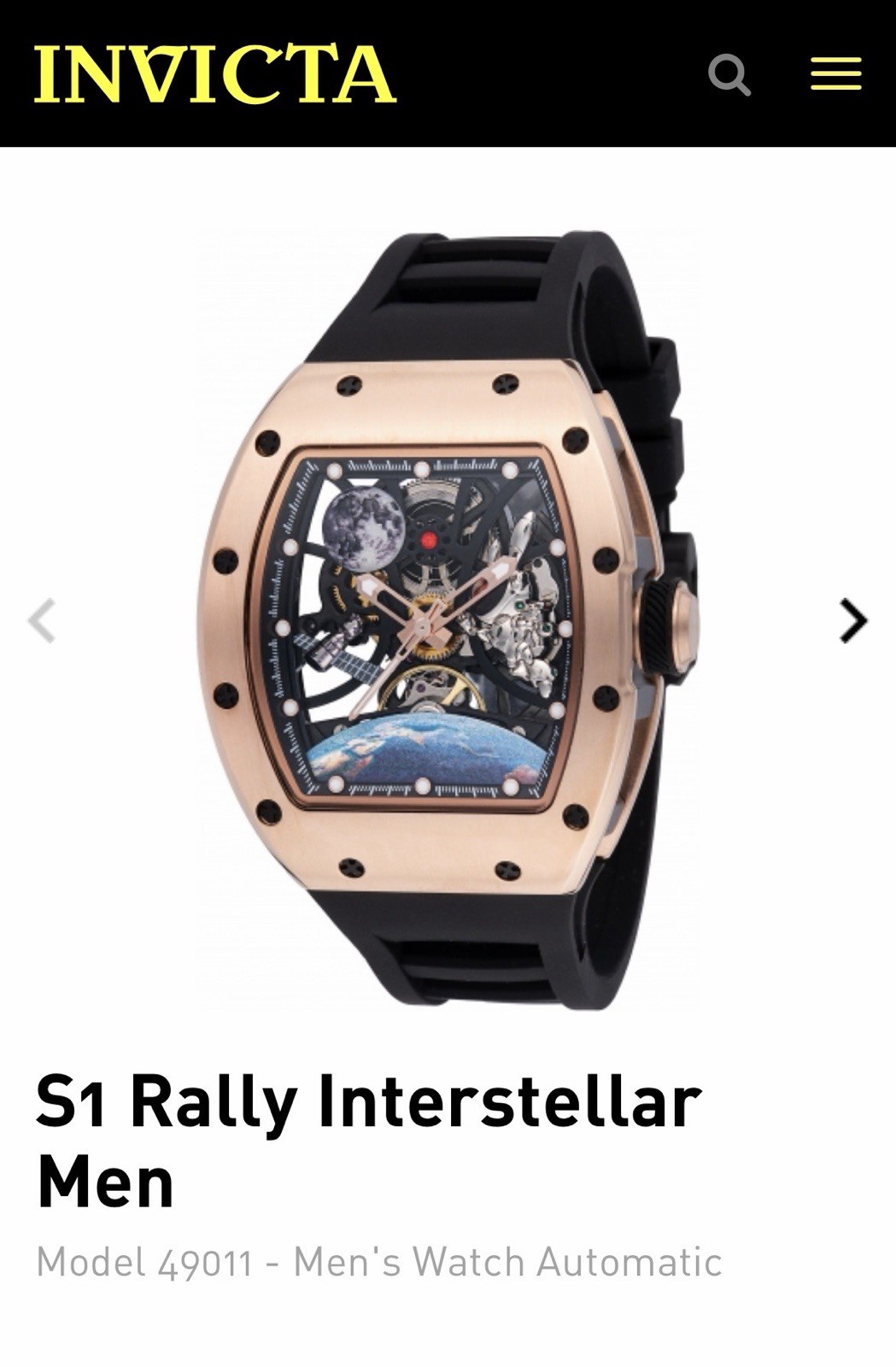 Invicta S1 Rally Interstellar Men’s Automatic Skeleton Rose Gold Black Strap