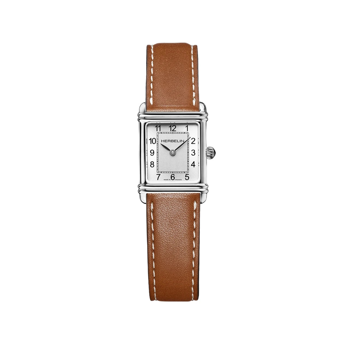 Herbelin Art Deco 17478AP22GD Women Leather Strap White Analog Dial Watch 24.4mm