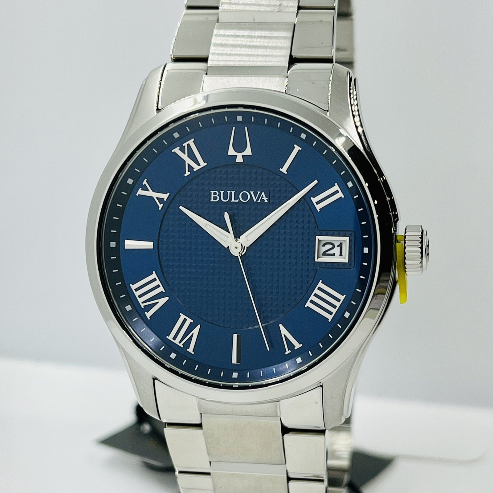 Bulova Men’s Wilton Classic Blue Dial Stainless Steel Silver 41mm Watch 96B386