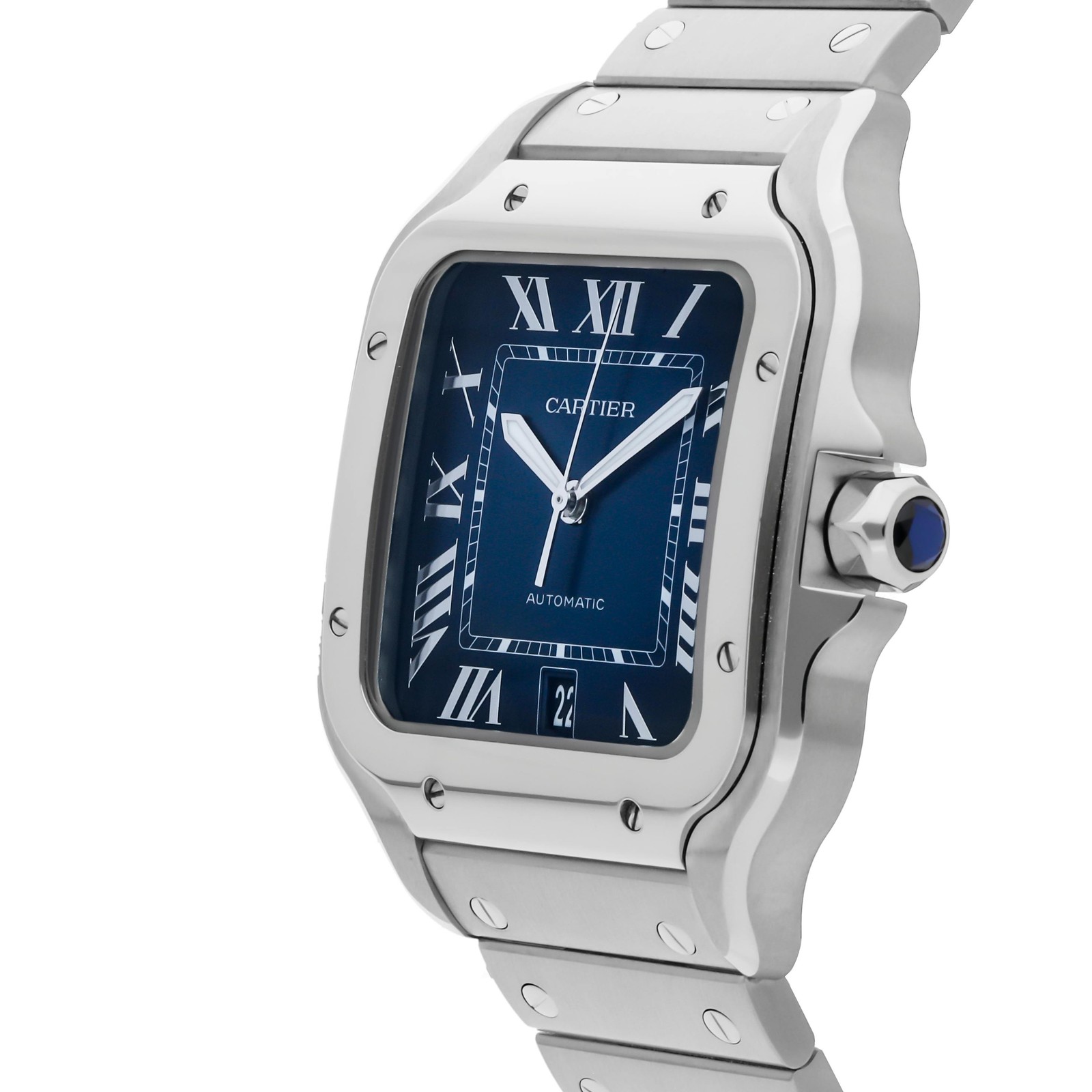 Cartier Santos de Cartier Steel Auto 40mm Blue Dial Bracelet Watch WSSA0071
