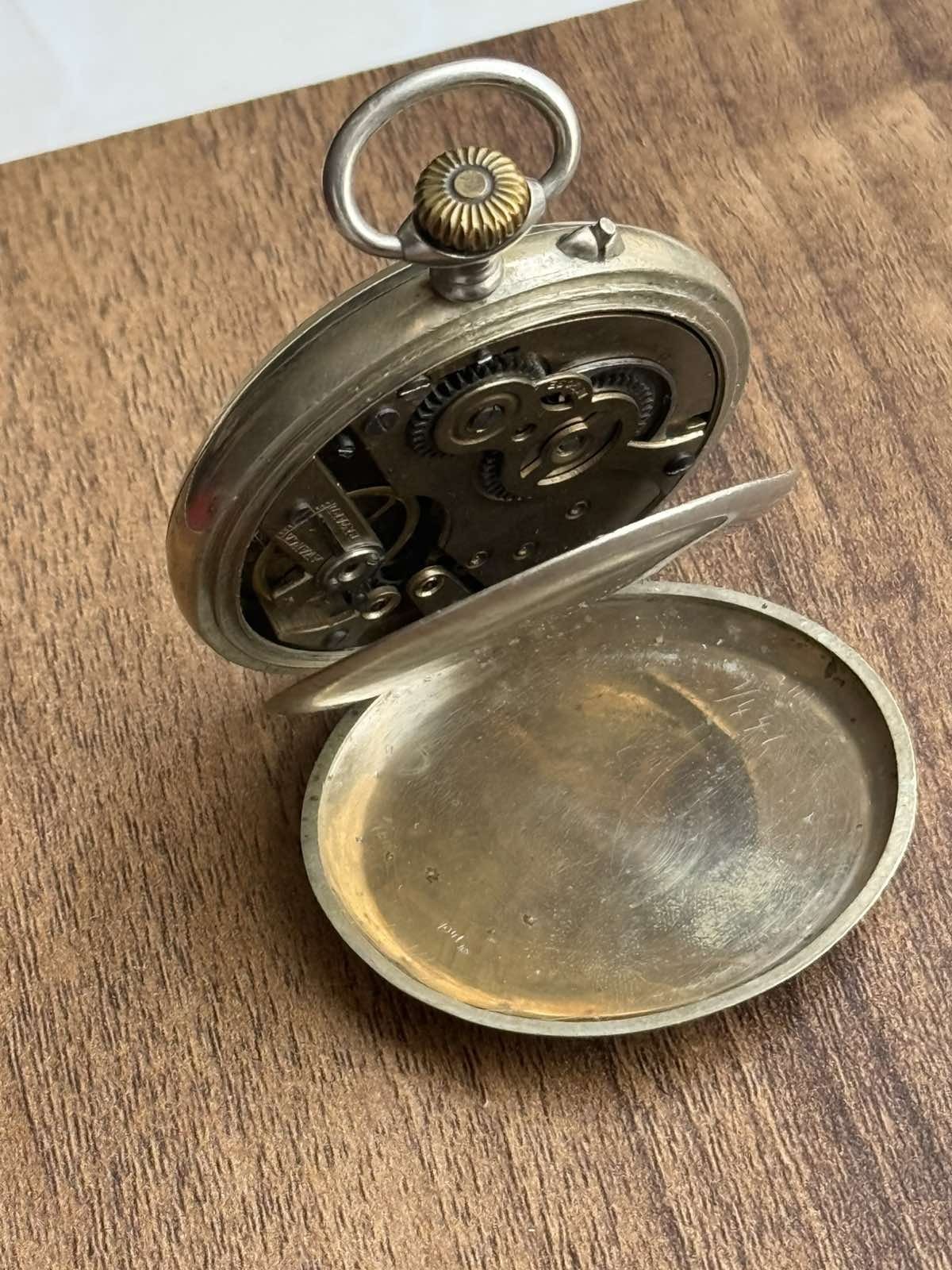 Antique Pocket Watch Mechanical Swiss Silver Depose Art Hercules Bicycles Rare