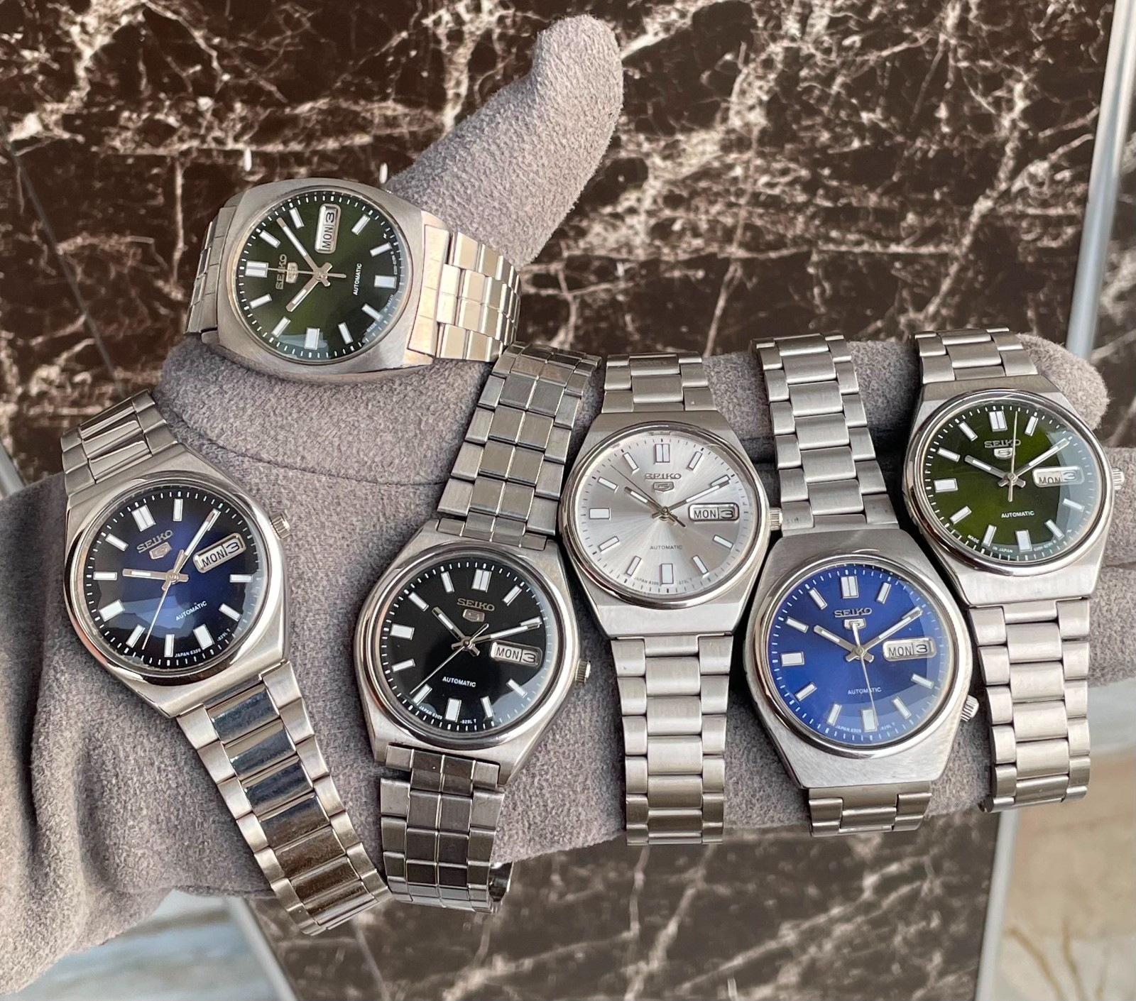 Lots Of 6 Seiko 5 Automatic Cal 6309 17 Jewels Wrist Watch Men’s Japan