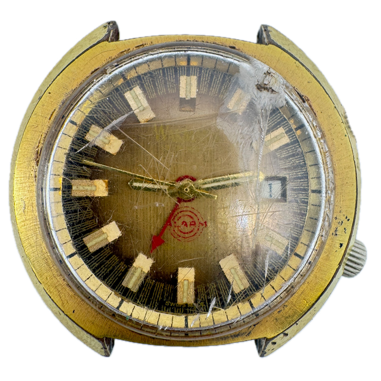 Vintage 40mm Wakmann Men’s Mechanical Alarm Wristwatch A.Schild 1931 Gold Plated