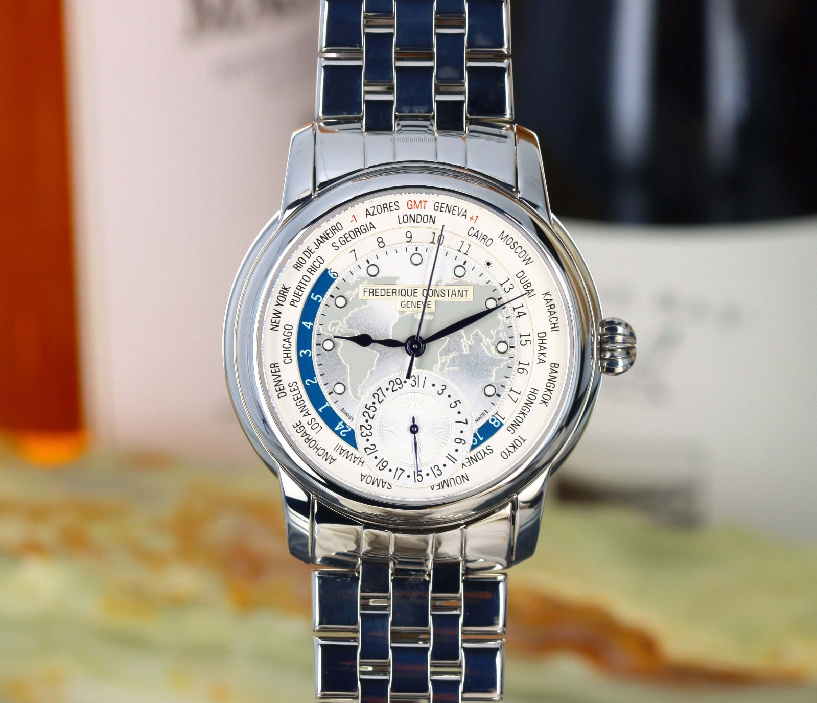Frederique Constant Classic Worldtimer Manufacture -Stainless Steel FC-718WM4H6B