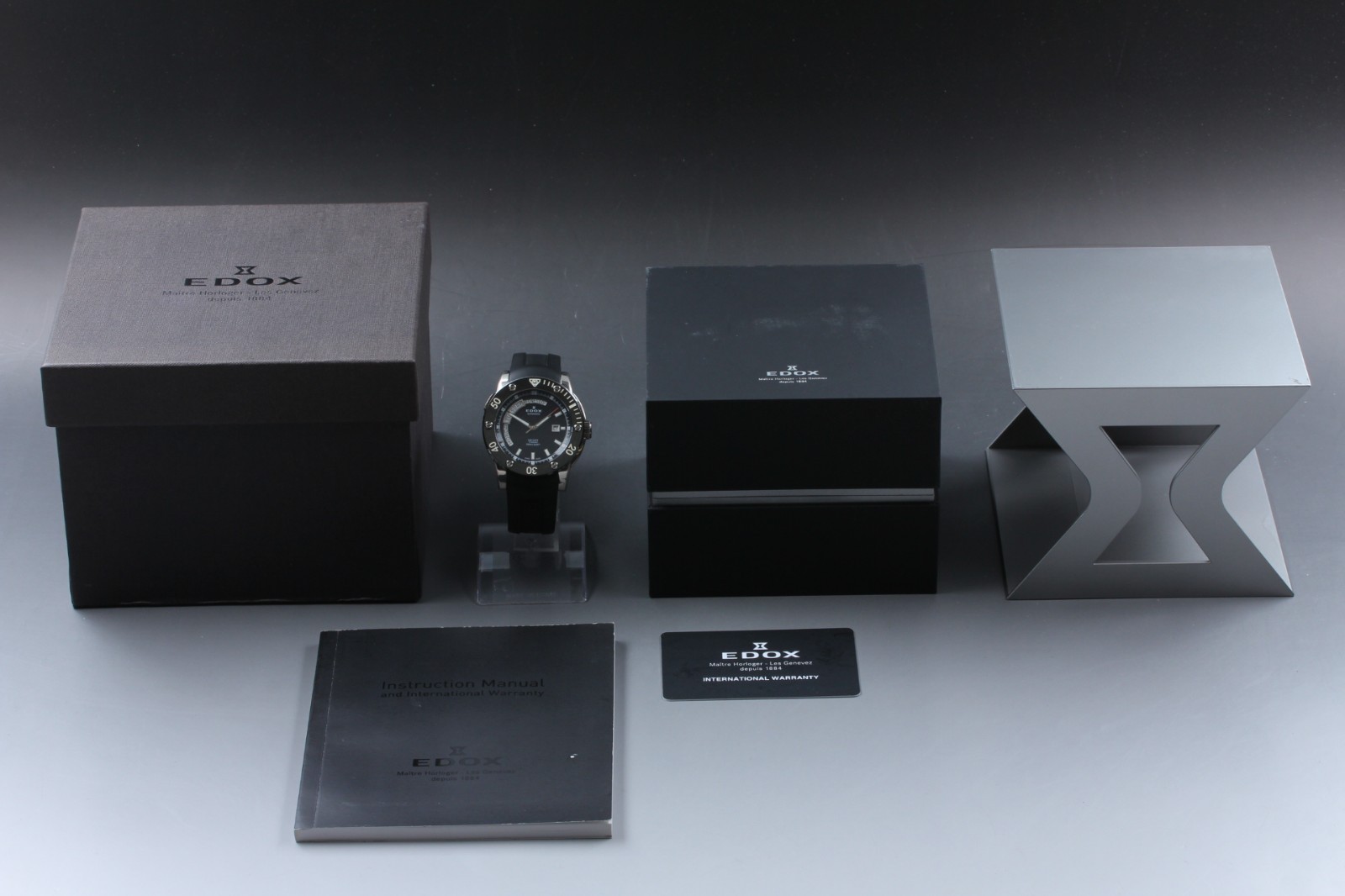 [NEAR MINT w Box] EDOX Class-1 Day Date 83005-TIN-NIN Titanium AT Mens Watch JPN