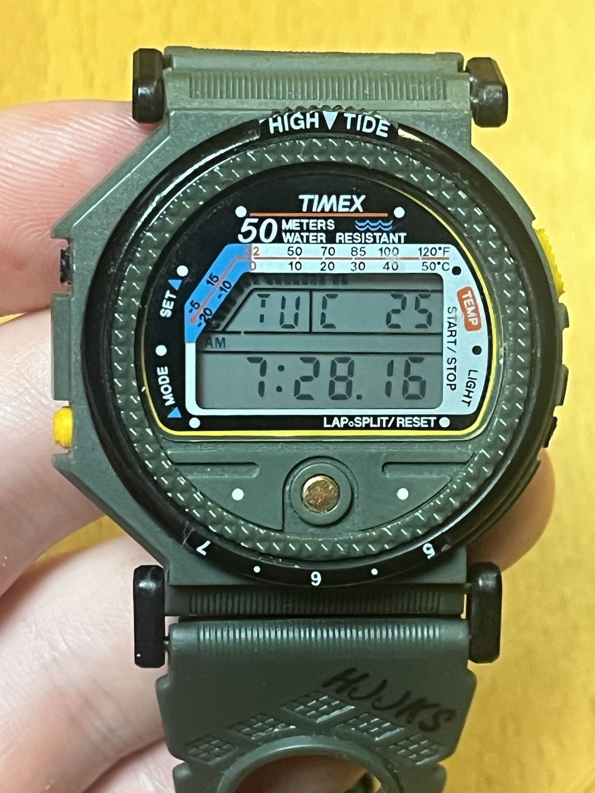 Timex Vintage Blazer 707 Hooks, Digital Watch, 50m WR, Temp, Green Resin Strap