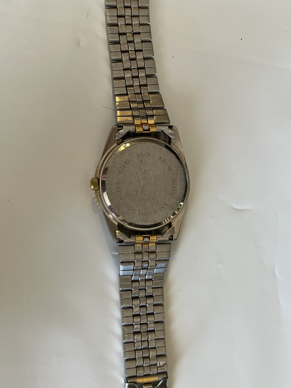 Vntg Suntime Military Wristwatch w/ Two-Tone Metal Band ~ Engraved AM 1941-60