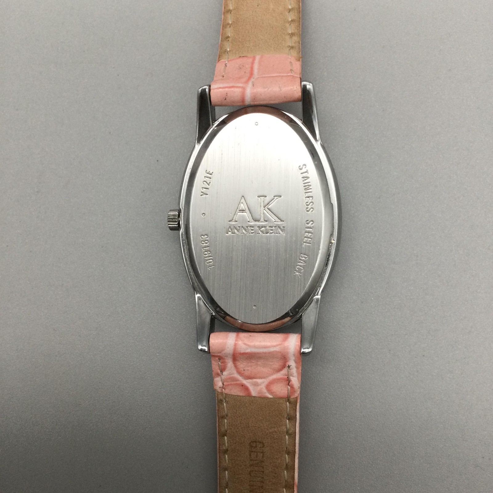 Anne Klein Womens Watch 26mm Oval Dial Pink Leather Crystals 10/6783