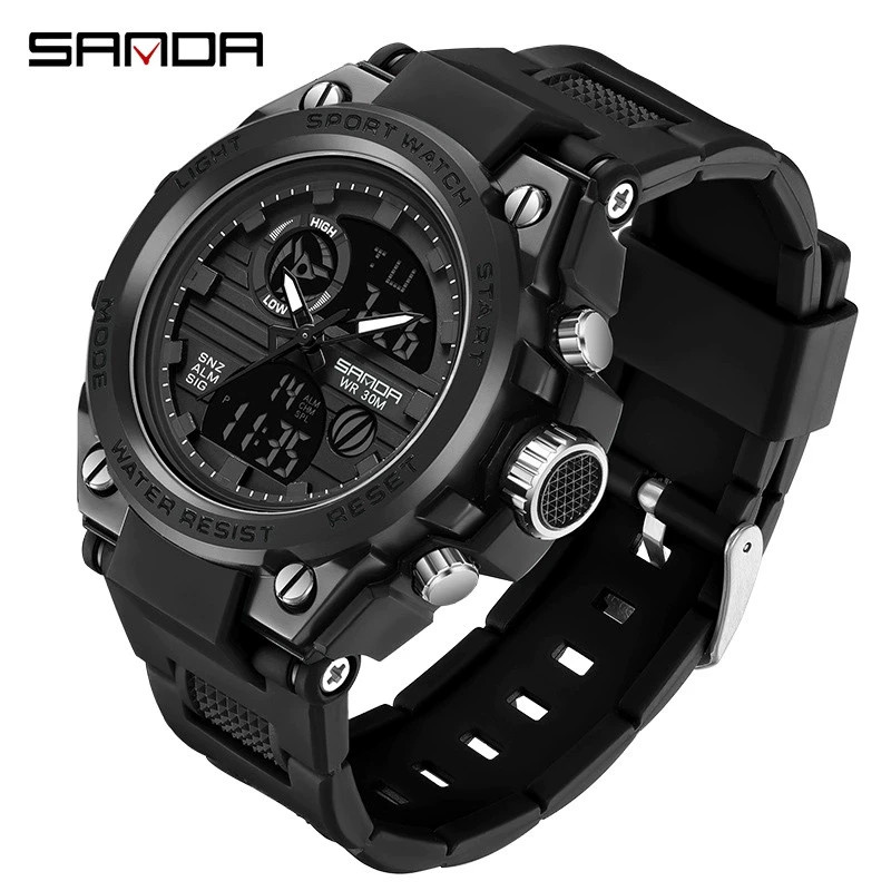 Trendy and fashionable dual display dial outdoor quartz waterproof watch
