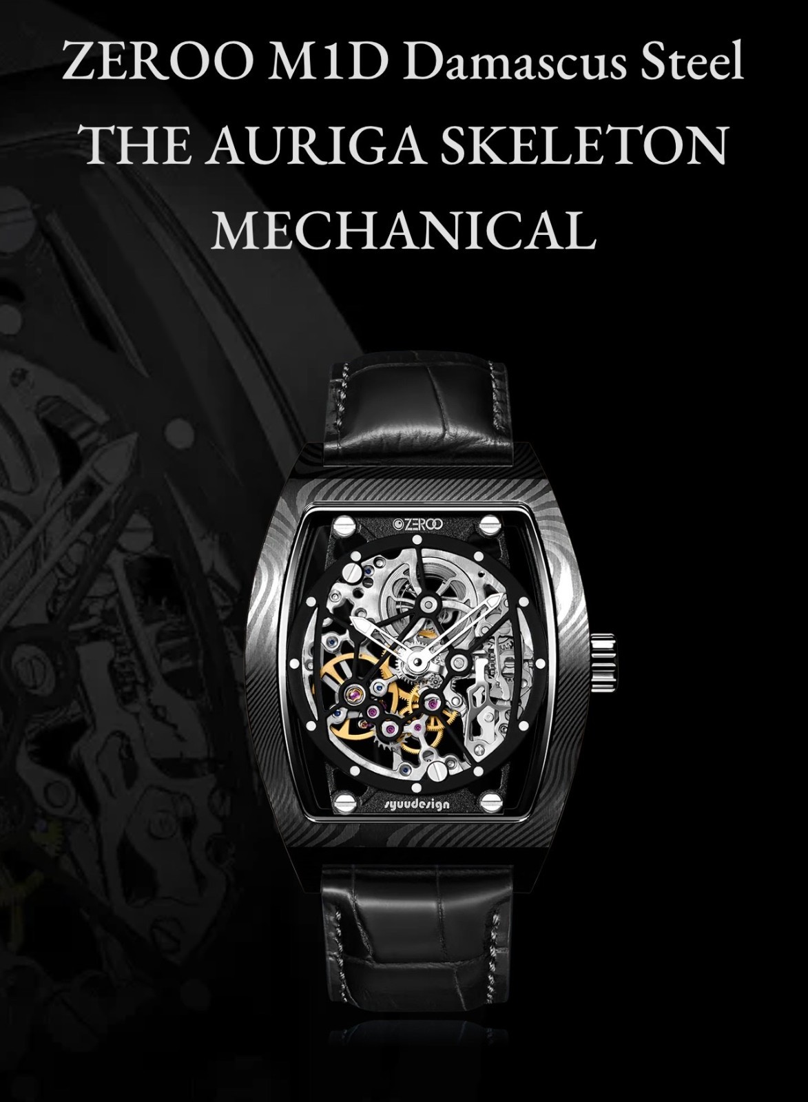 ZEROO M1D DAMASCUS STEEL THE AURIGA SKELETON MECHANICAL Made in Japan