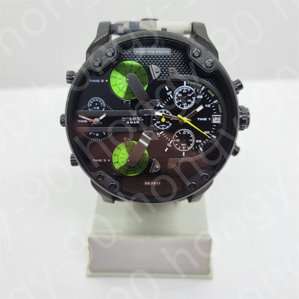 Diesel DZ7311 Mr.Daddy 2.0 Black Chronograph Multicolor Leather Band Men’s Watch