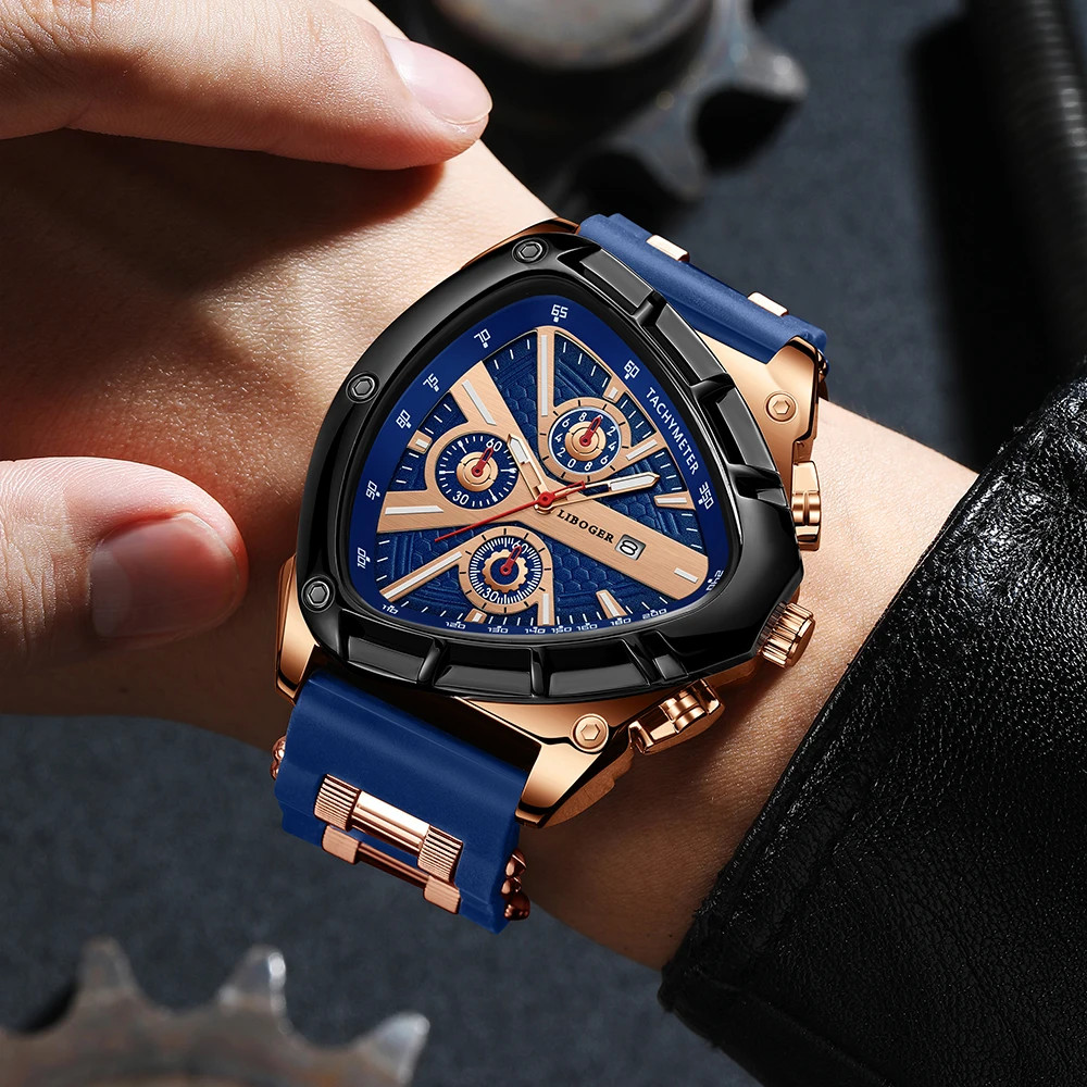 Men’s Watch Luxury Quartz Sport Waterproof Chronograph Auto Date Silicone Strap