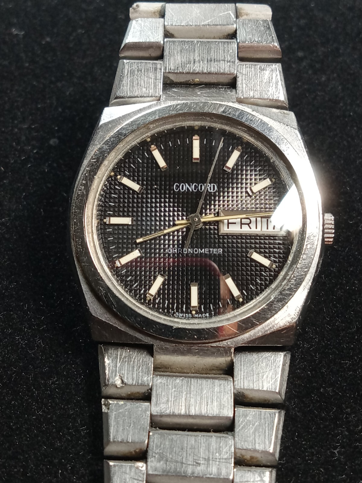 Vintage Concord Chronometer Automatic Day Date Wrist Watch