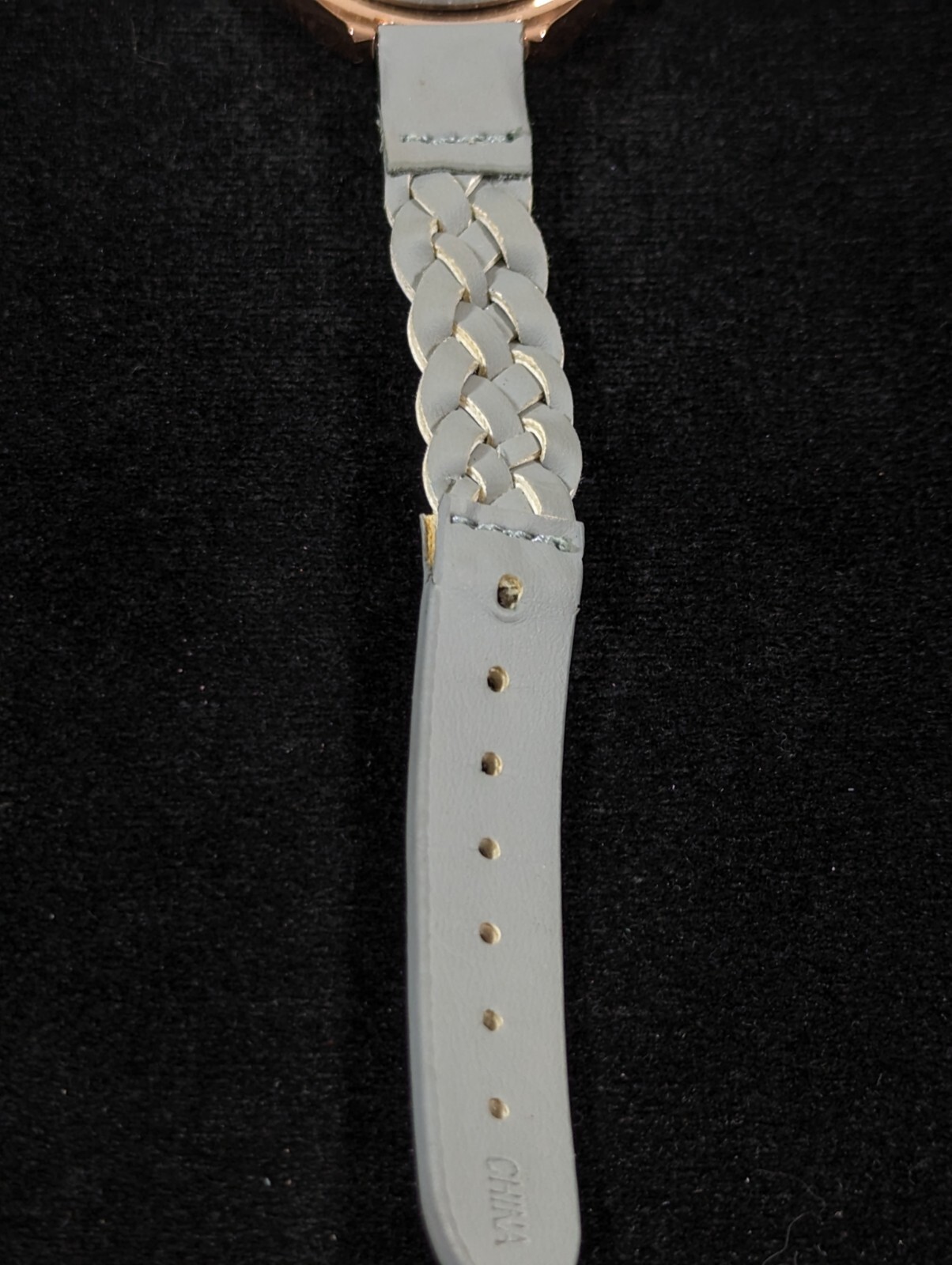 Francesca’s Rose Gold Tone Round Case Gray Braided Band Watch